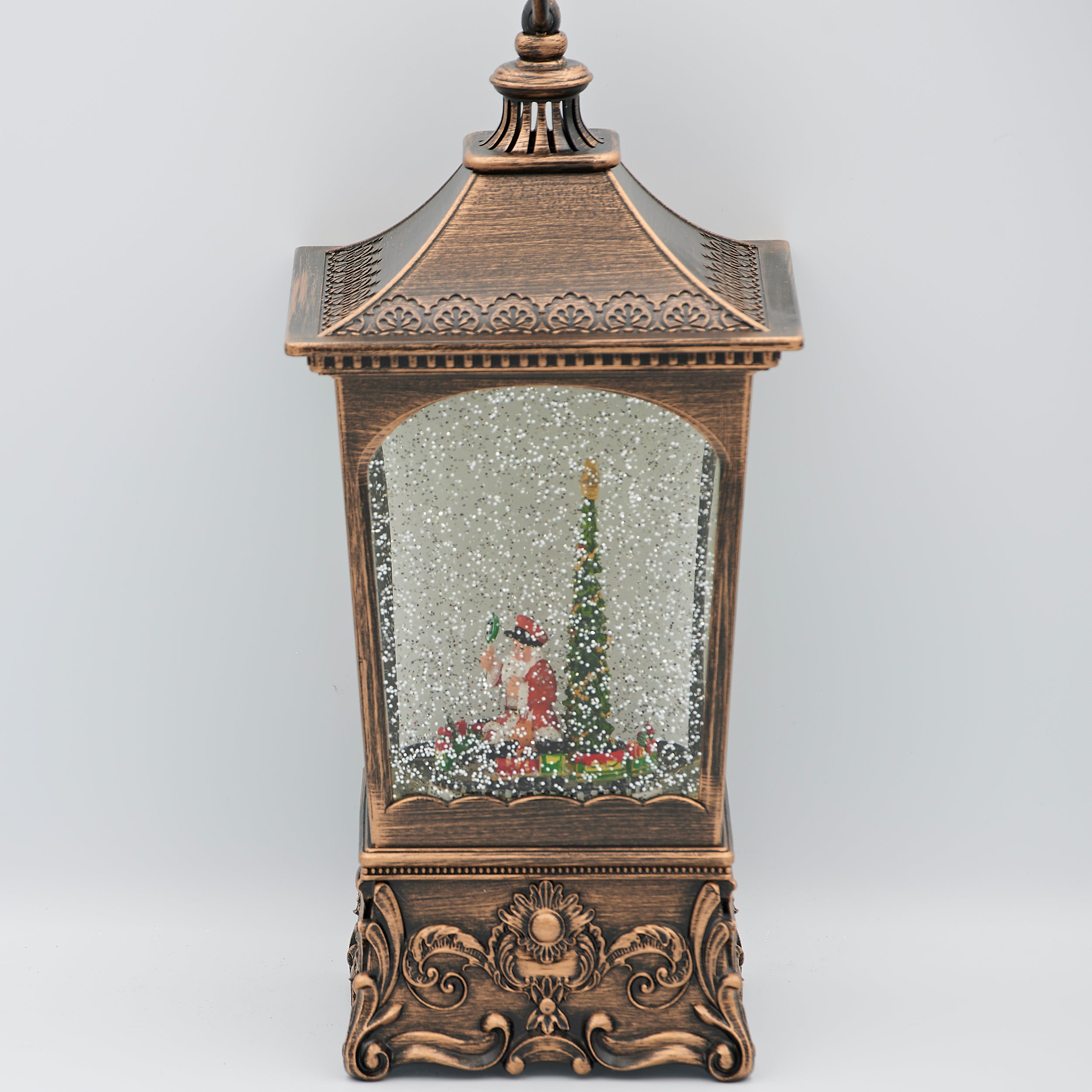 Confetti Lites Lighted Musical Swirl Vintage Lantern with Santa & Rotating Train