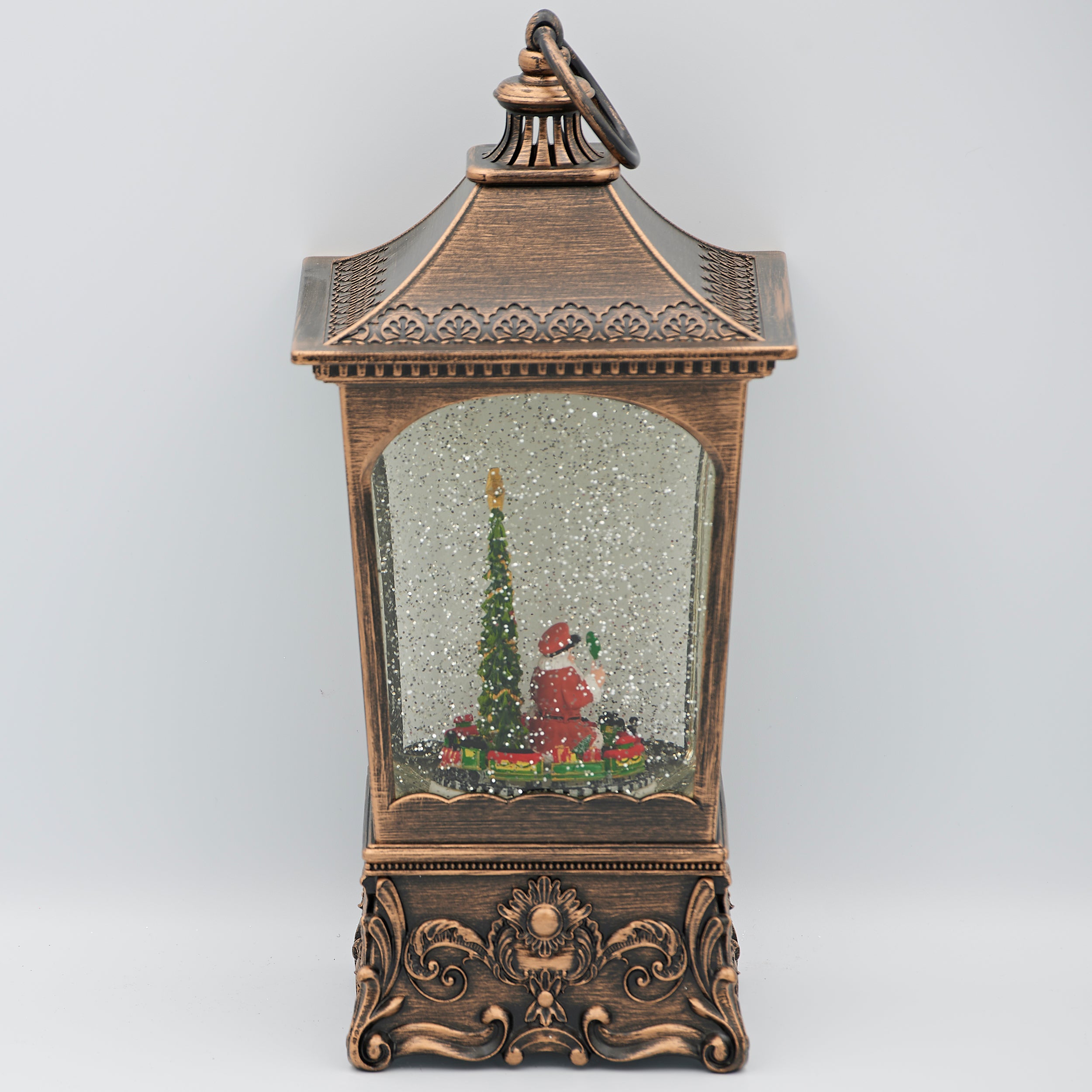 Confetti Lites Lighted Musical Swirl Vintage Lantern with Santa & Rotating Train