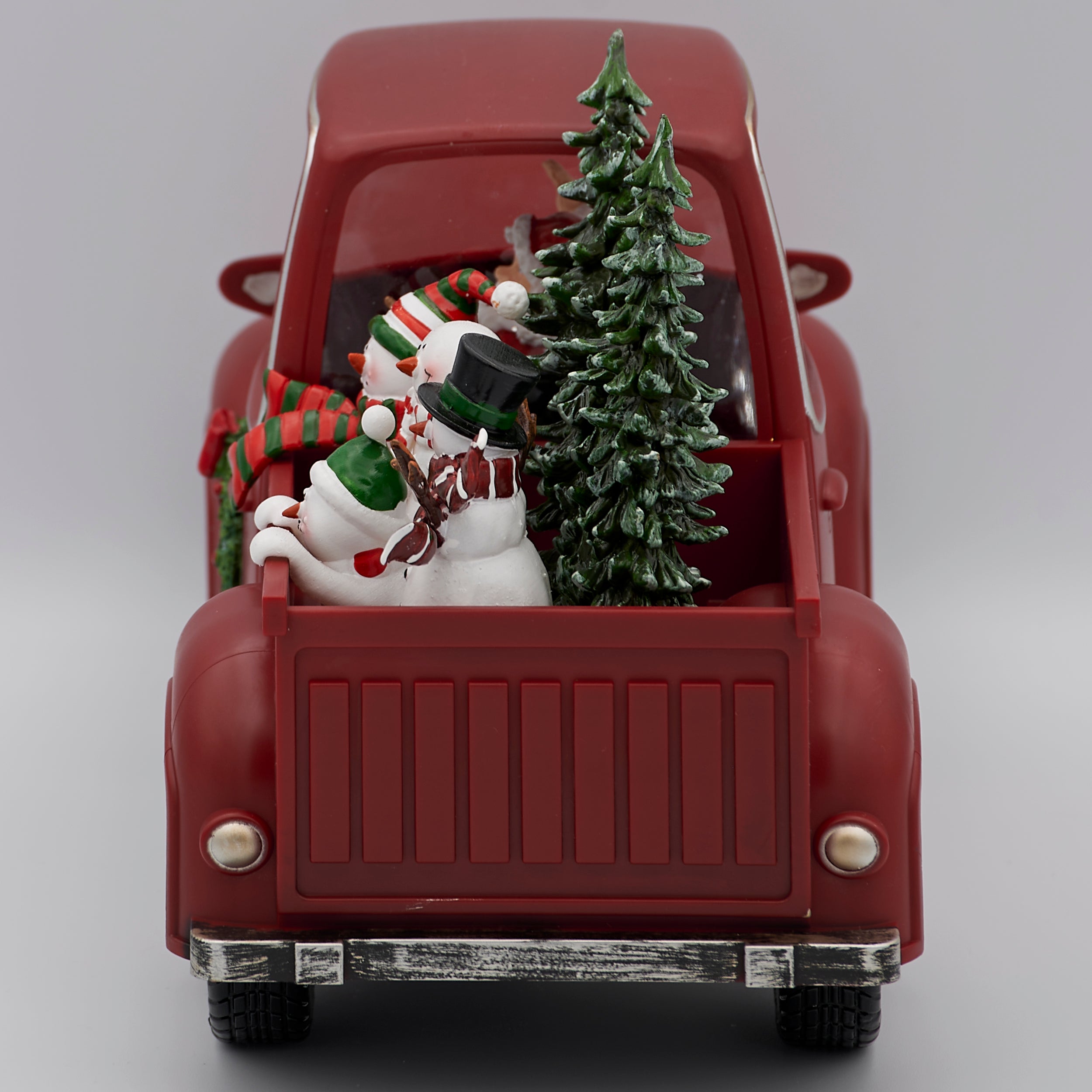 Confetti Lites Lighted Swirl Red Truck with Santa Driving & Snowmen