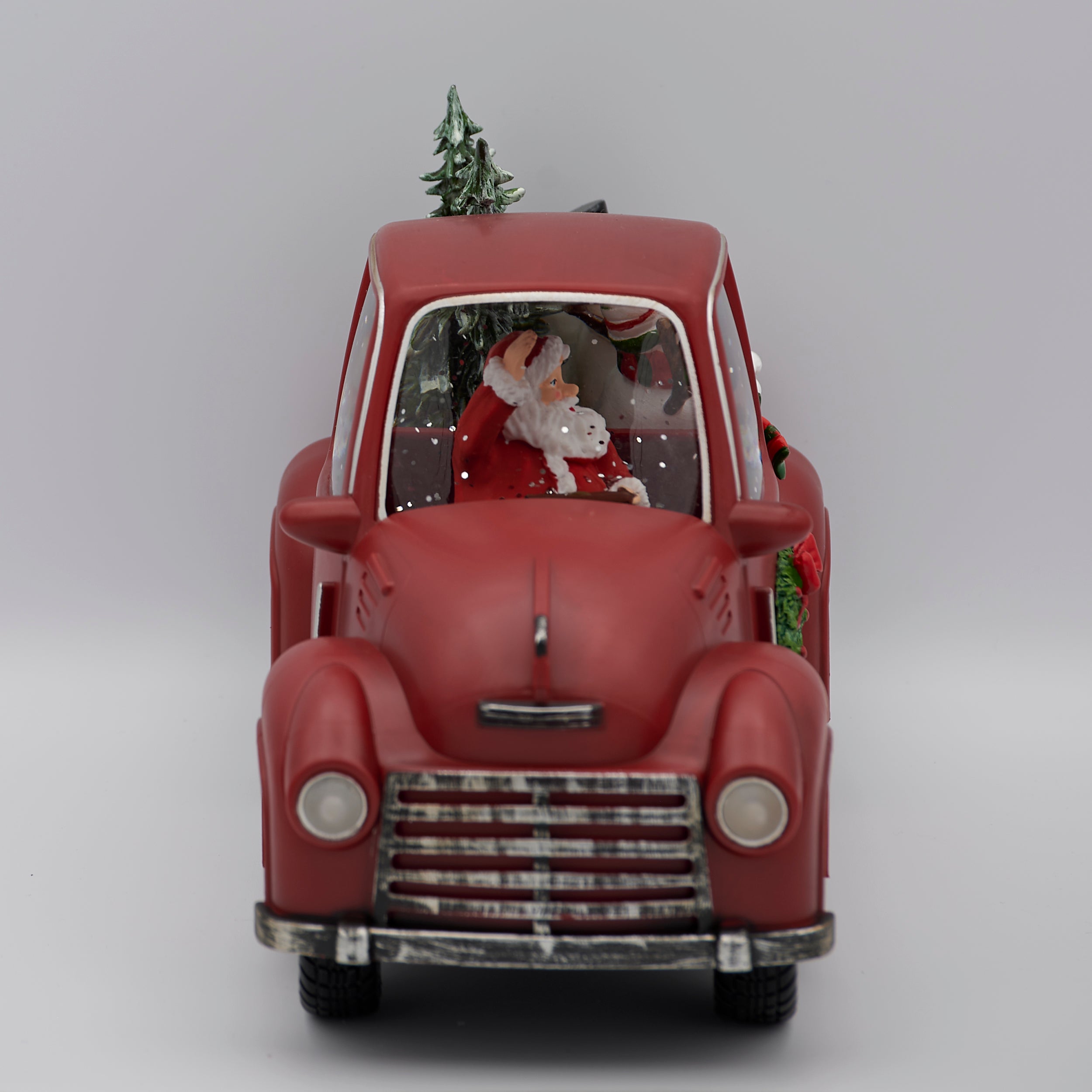 Confetti Lites Lighted Swirl Red Truck with Santa Driving & Snowmen