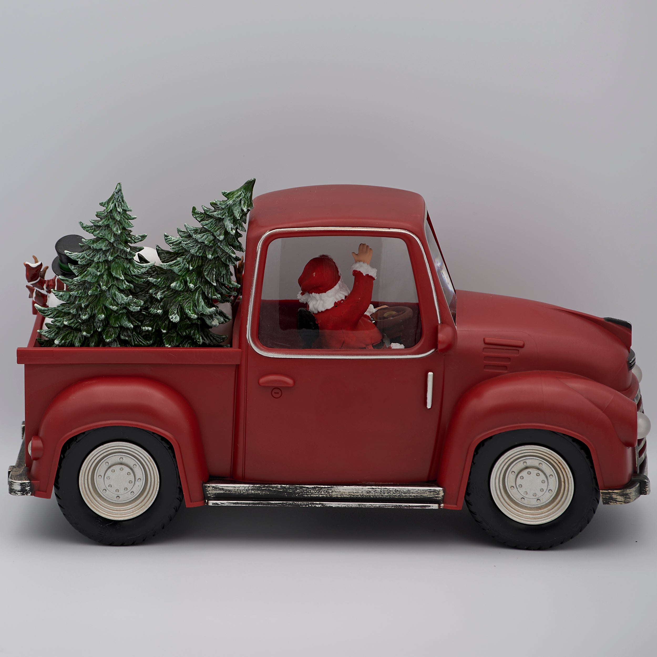 Confetti Lites Lighted Swirl Red Truck with Santa Driving & Snowmen