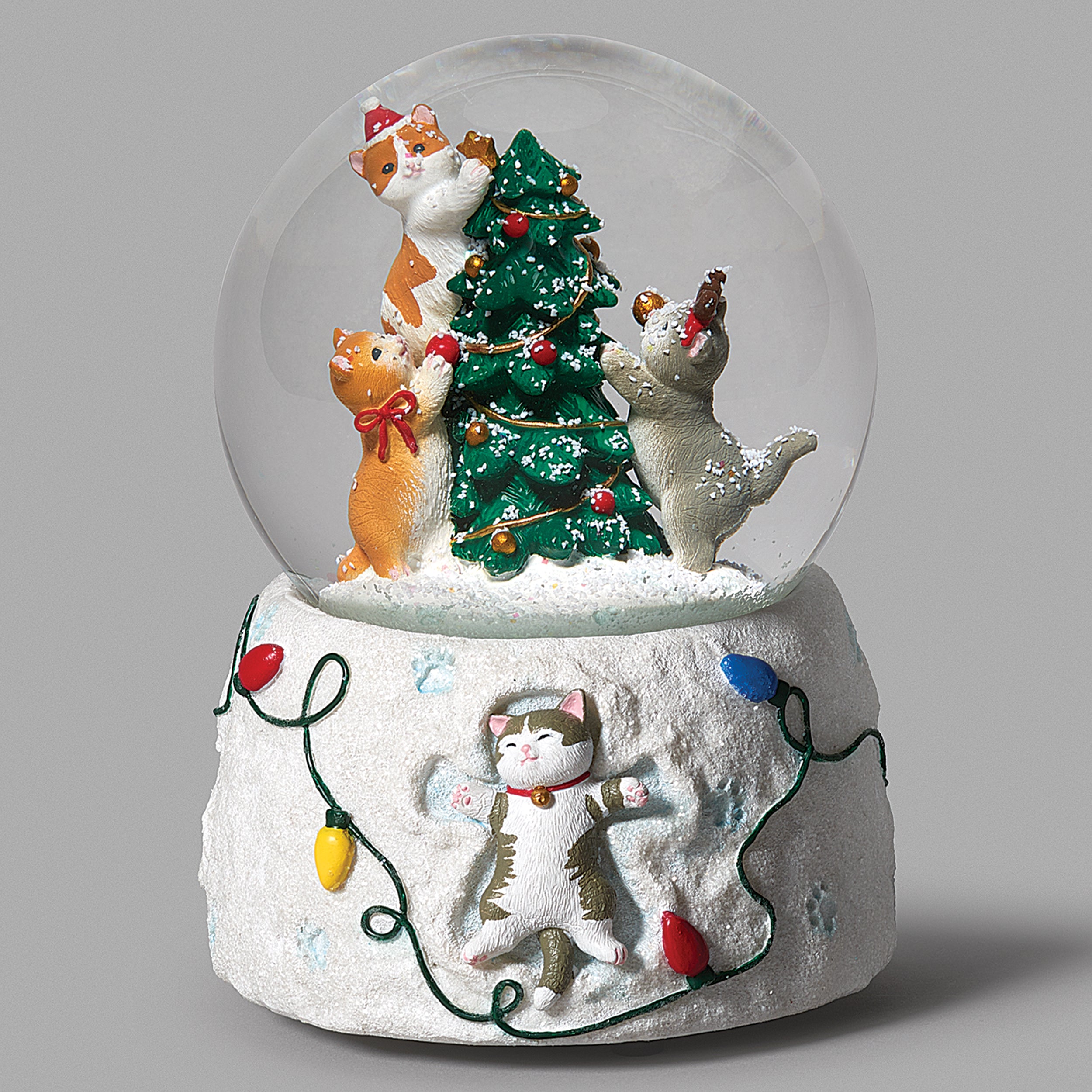 Glitterdome Musical Cats with Tree – "We Wish You a Merry Christmas" Tune