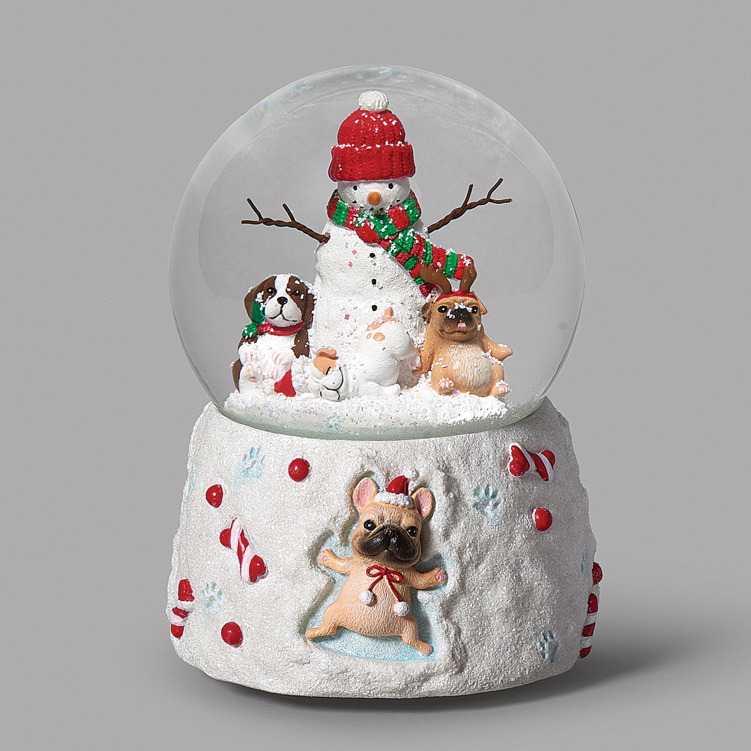 Glitterdome Puppies & Snowman Scene - "Deck the Halls" Tune