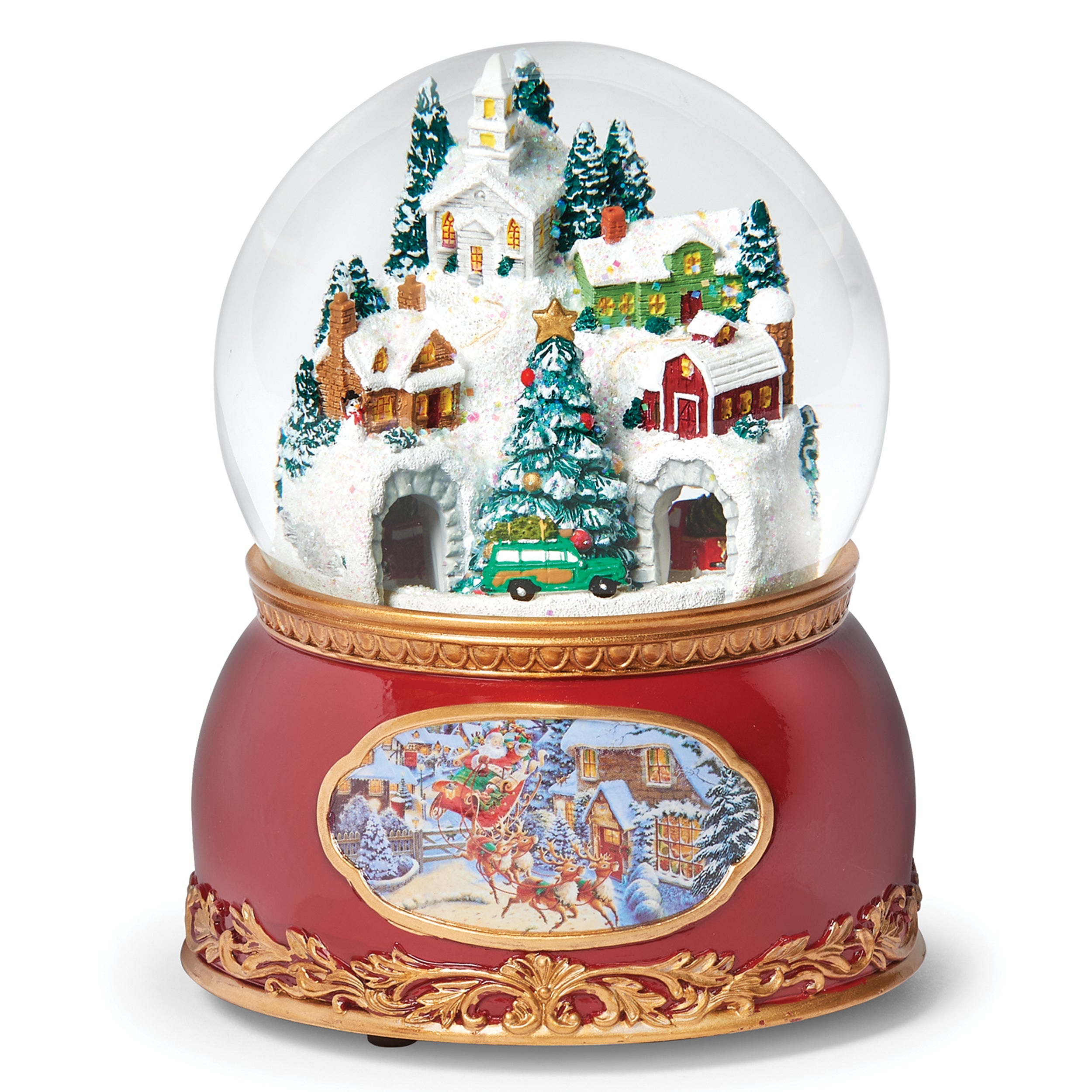 Glitterdome Musical Town with Rotating Cars – "I'll Be Home for Christmas" Tune