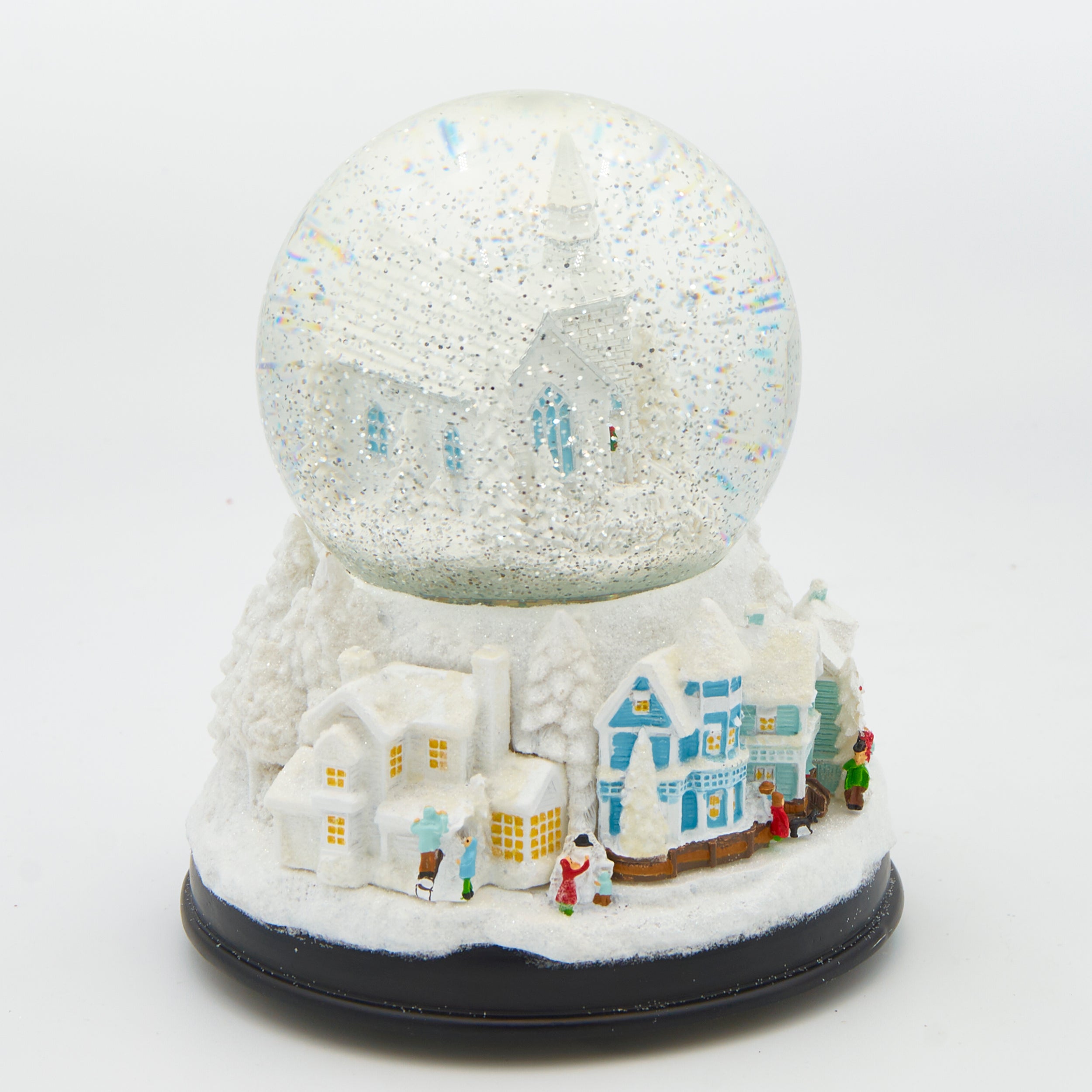 Glitterdome Lighted Musical Swirl White Church – "Silent Night" Tune