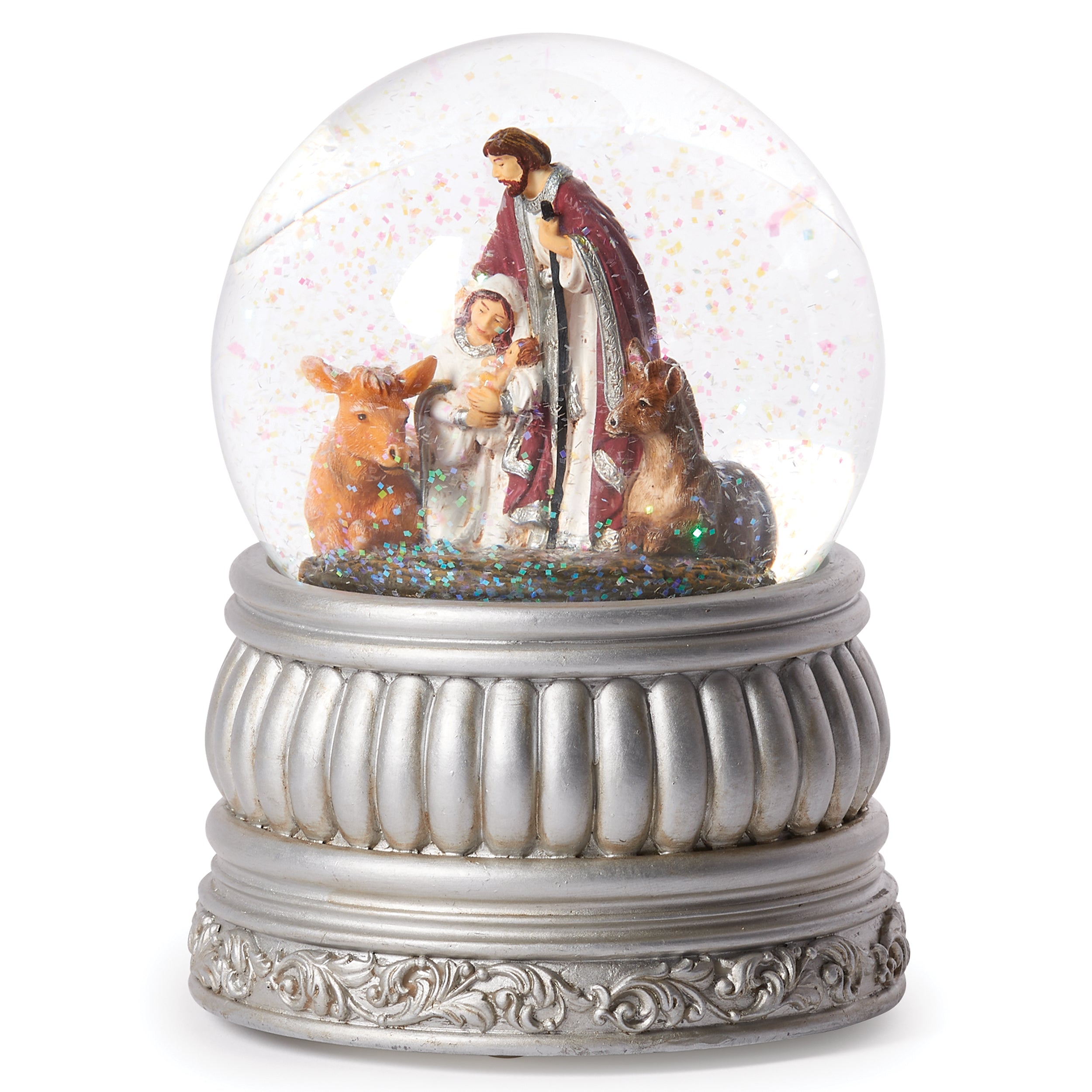 Glitterdome Musical Swirl with Holy Family – "The First Noel" Tune