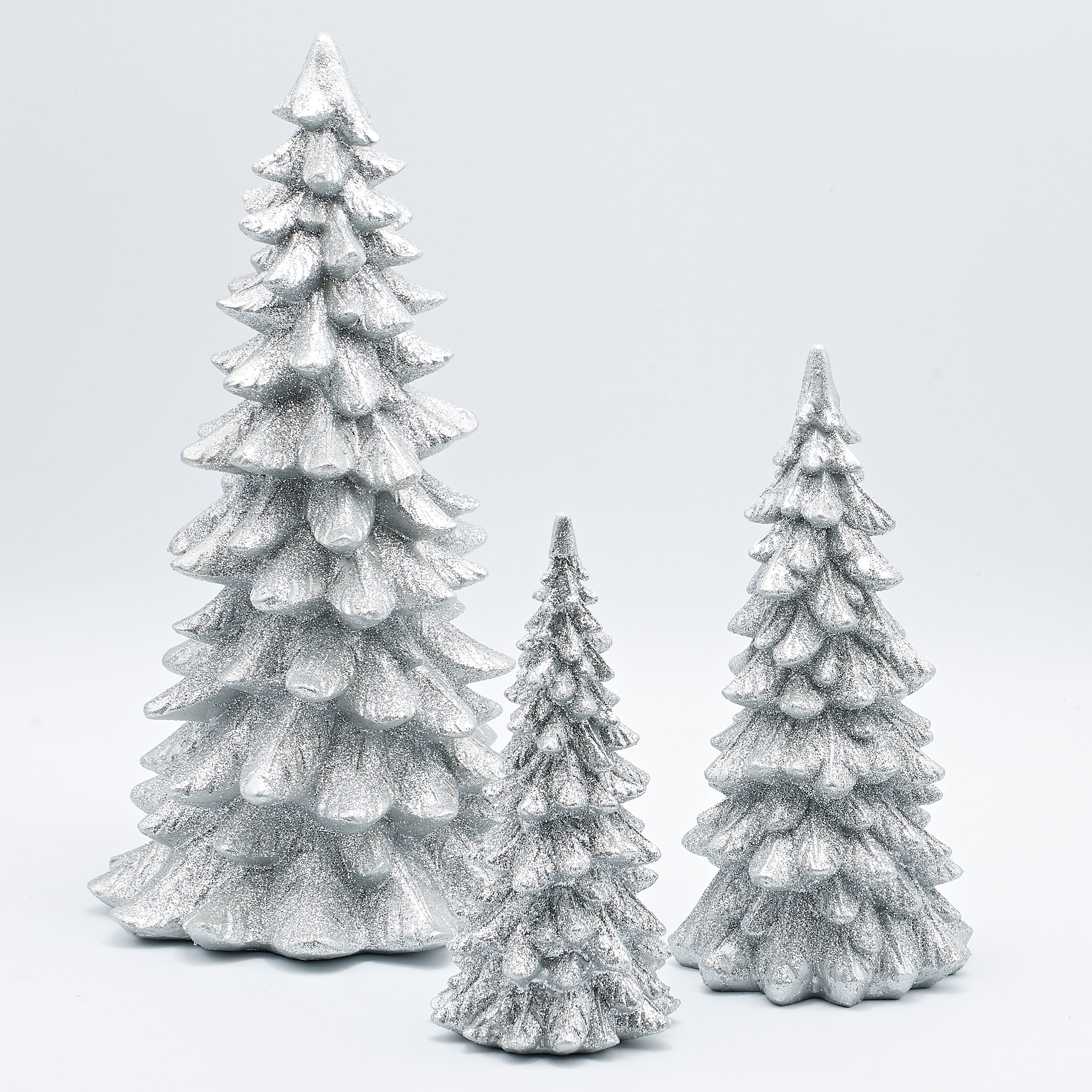 Silver Glitter Tree Set