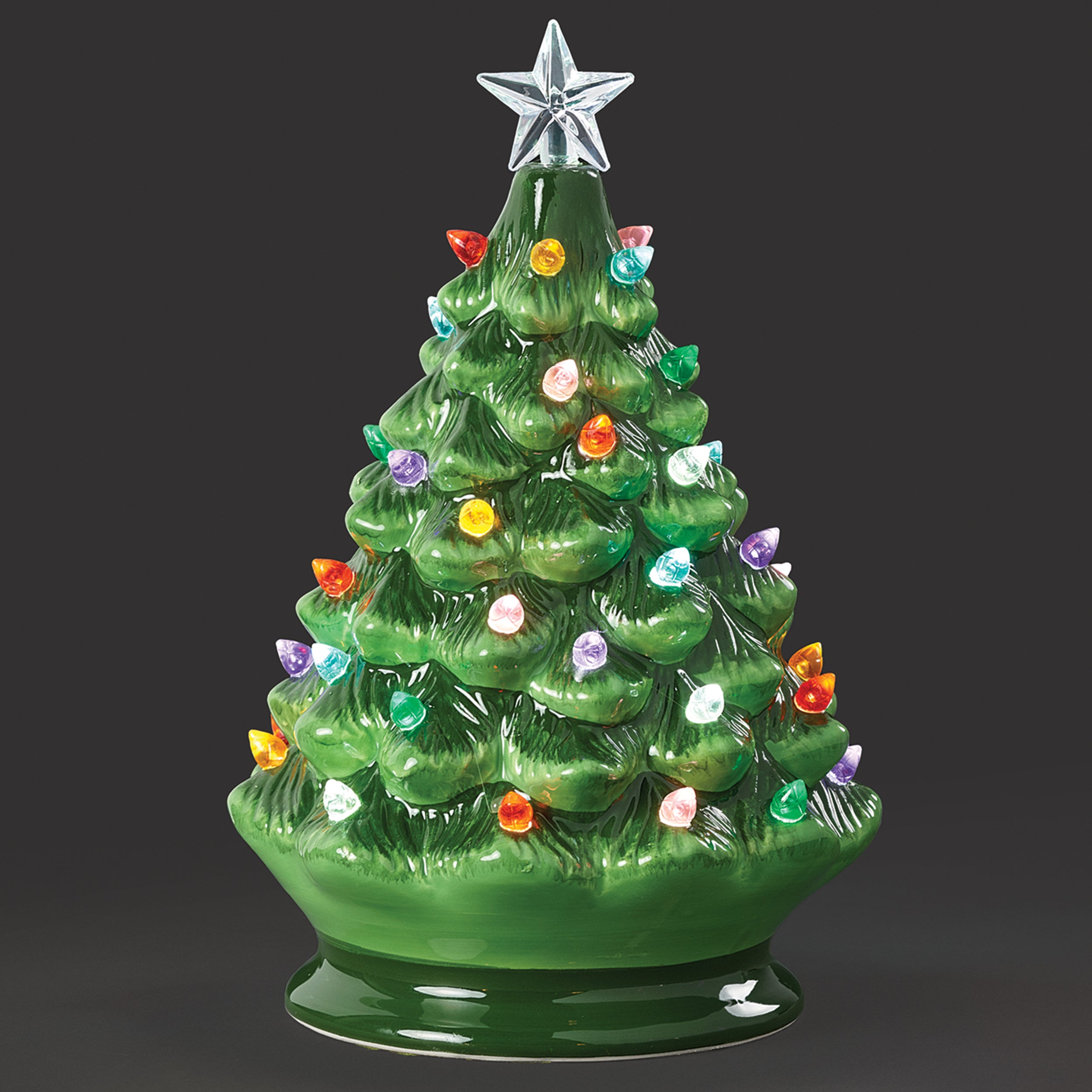 Lighted Vintage Green Tree with Twinkling Bulbs