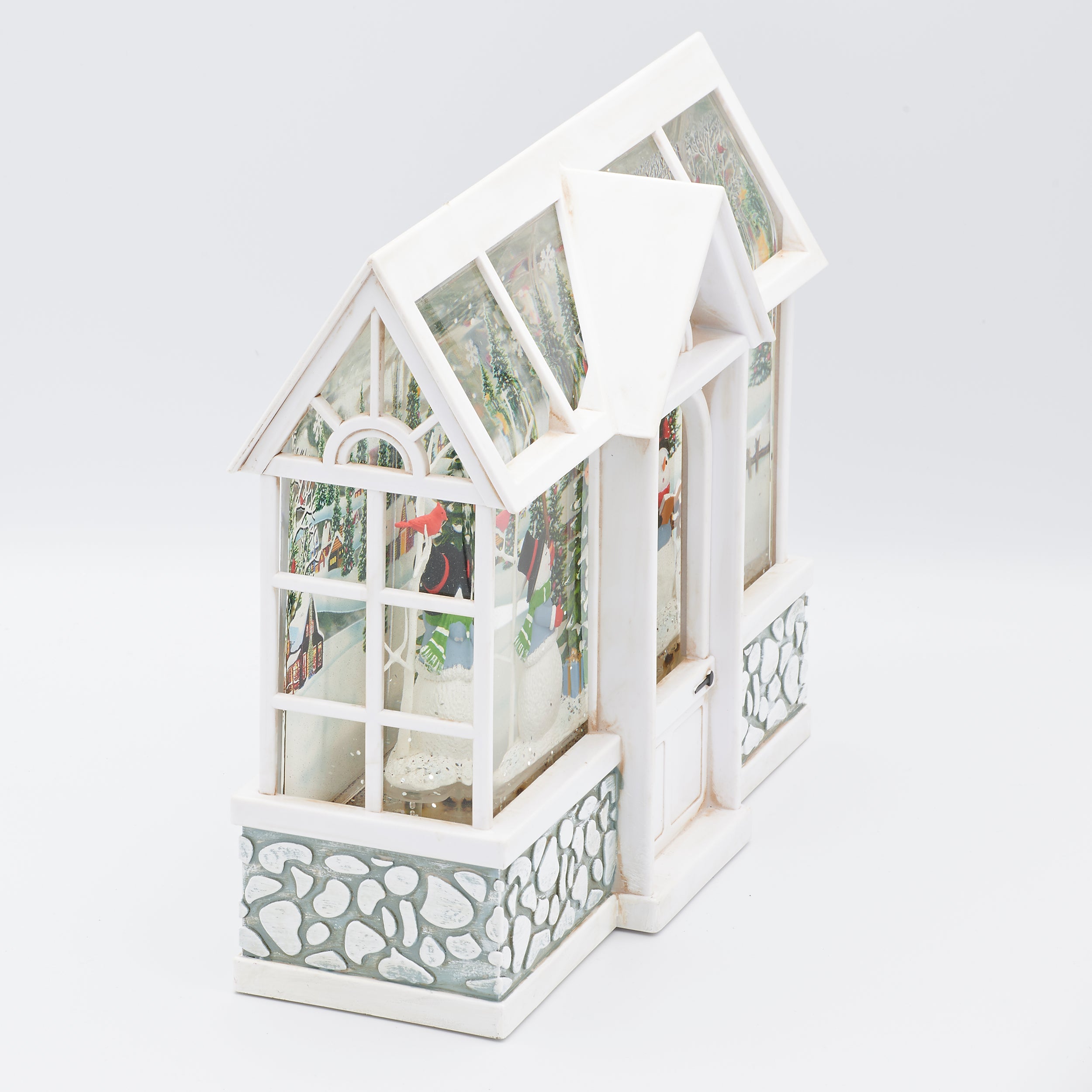 Confetti Lites Lighted Swirl Greenhouse with Snowman Choir Scene