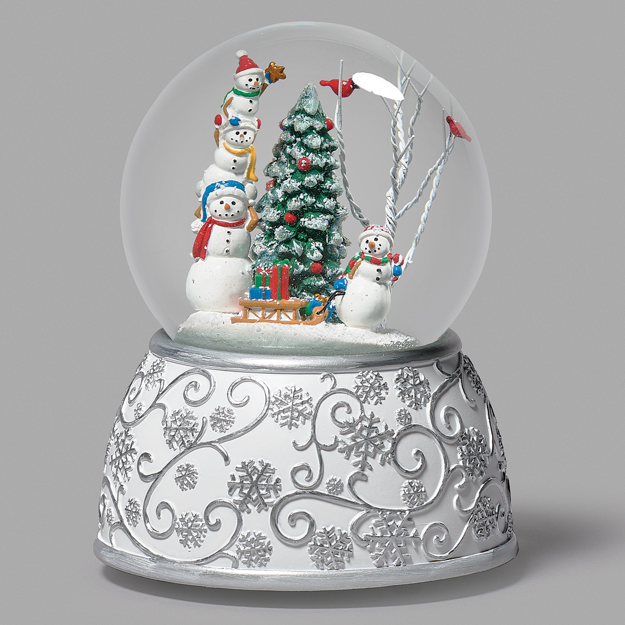 Glitterdome Musical Snowmen Decorating Tree – "Let It Snow" Tune