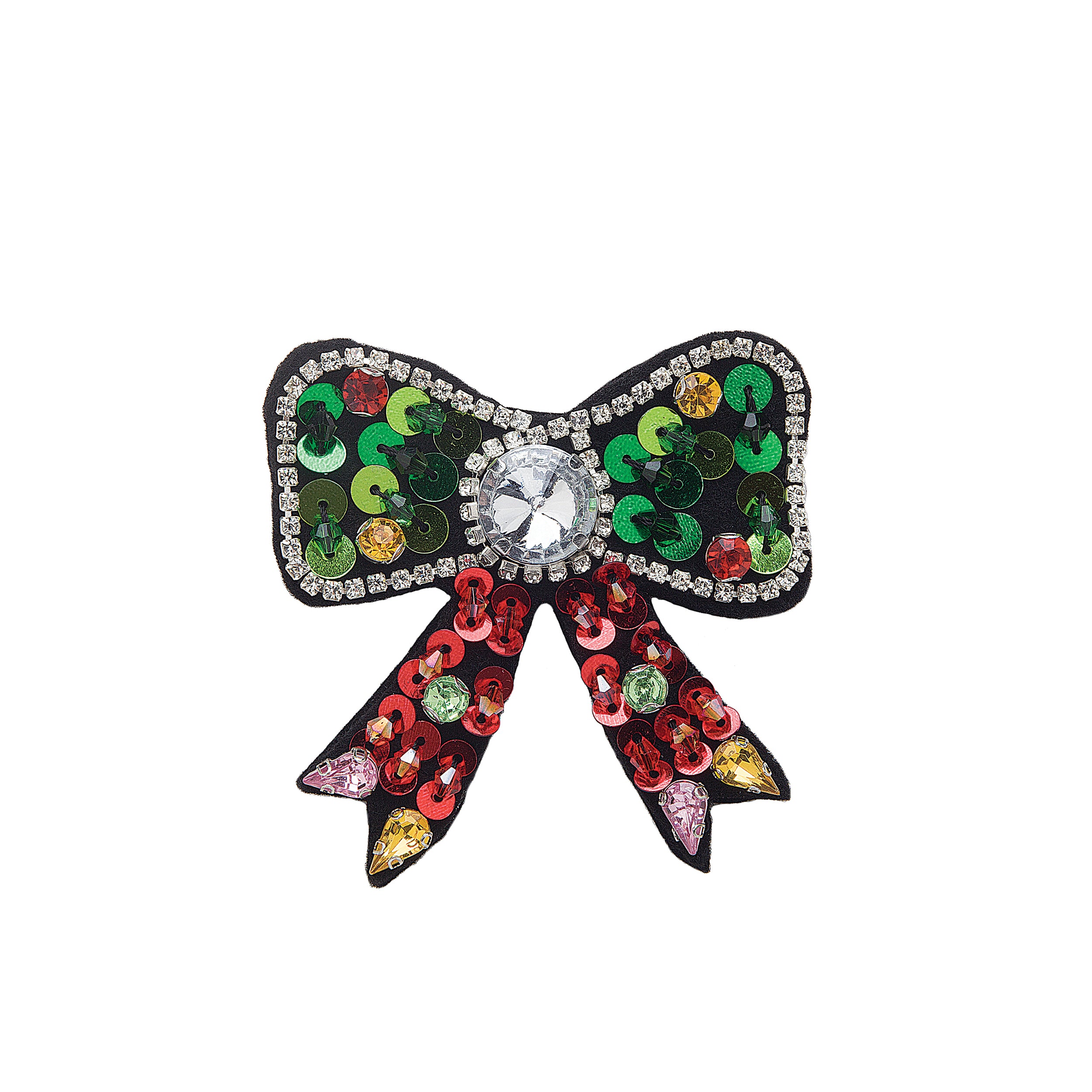 Festive Sequin Christmas Bow Pin