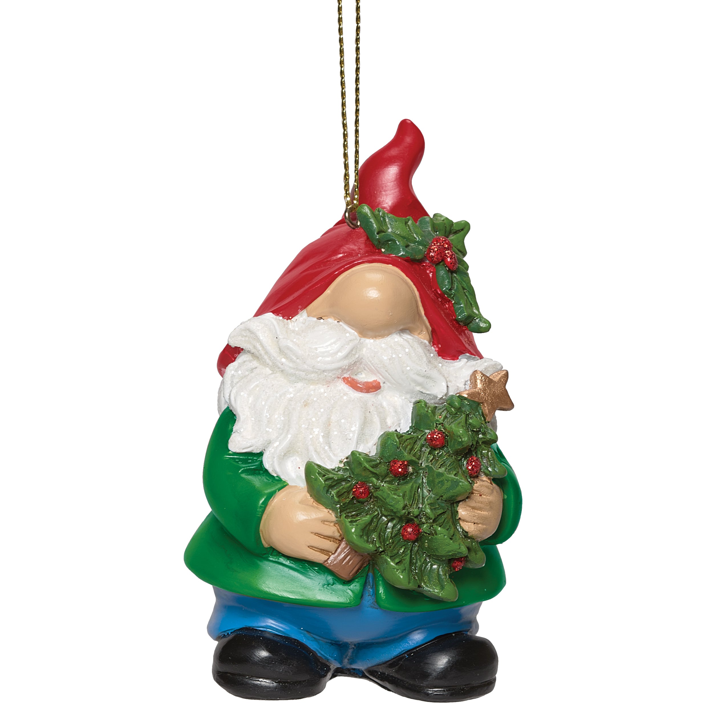 Gnome Holding a Christmas Tree Ornament