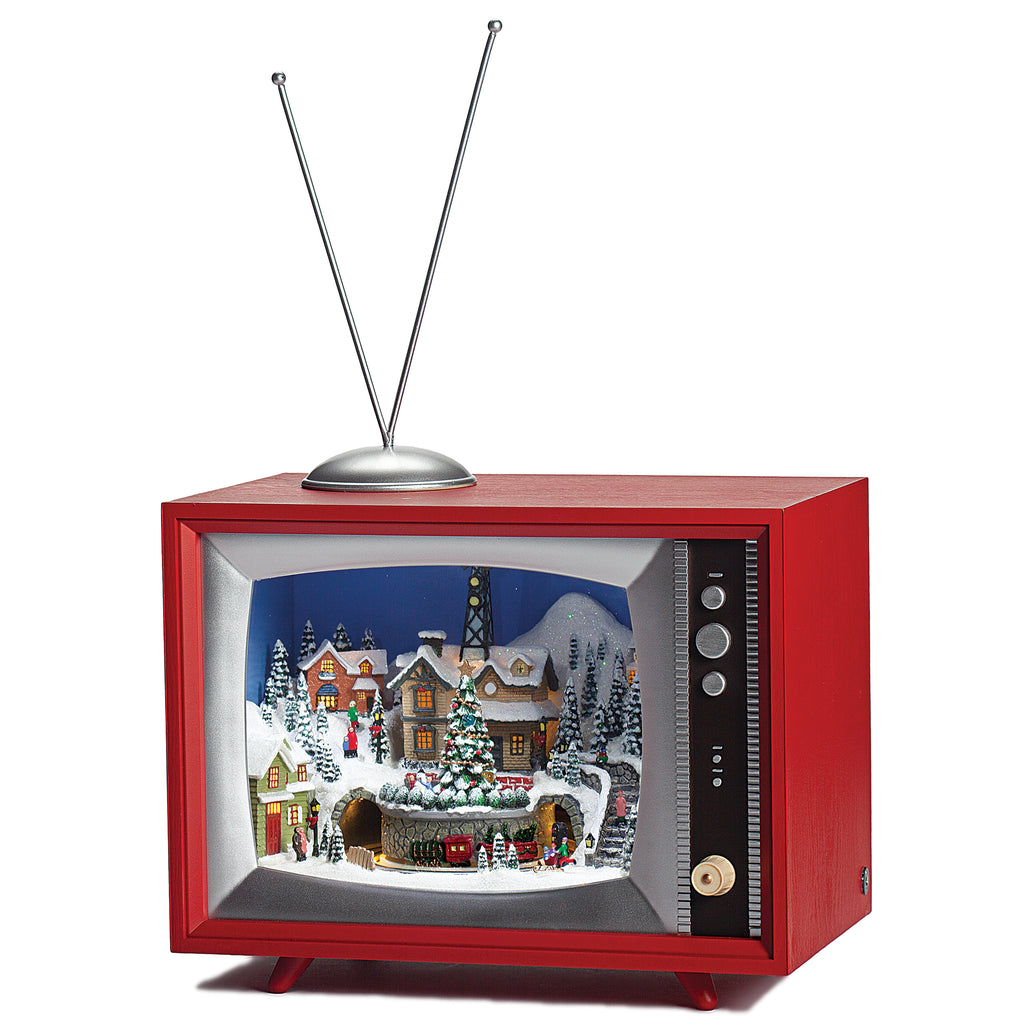 Amusements TV Train Depot with Rotating Train Scene