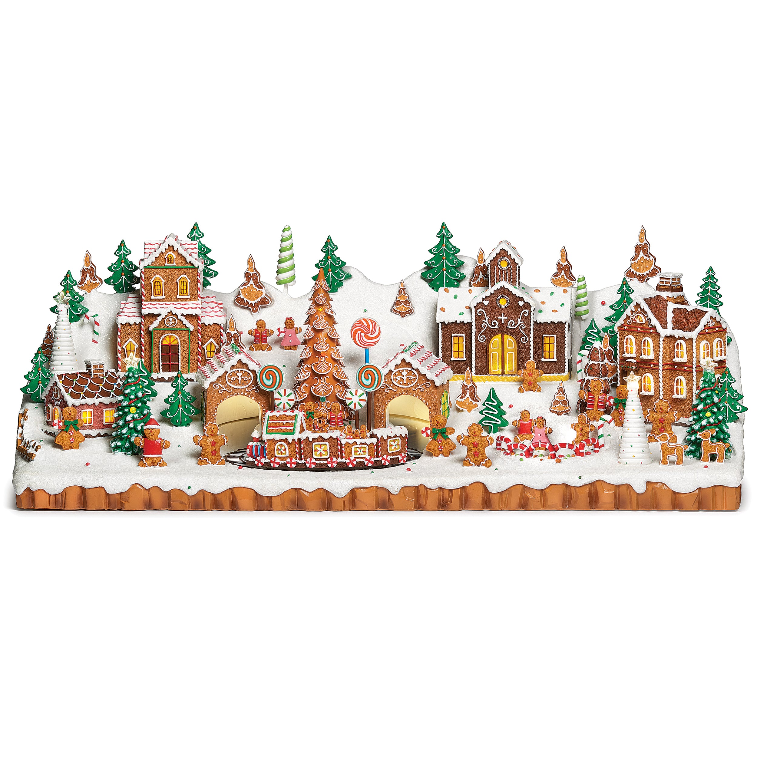 Amusements Gingerbread Village Lighted Musical with Rotating Skaters & Train