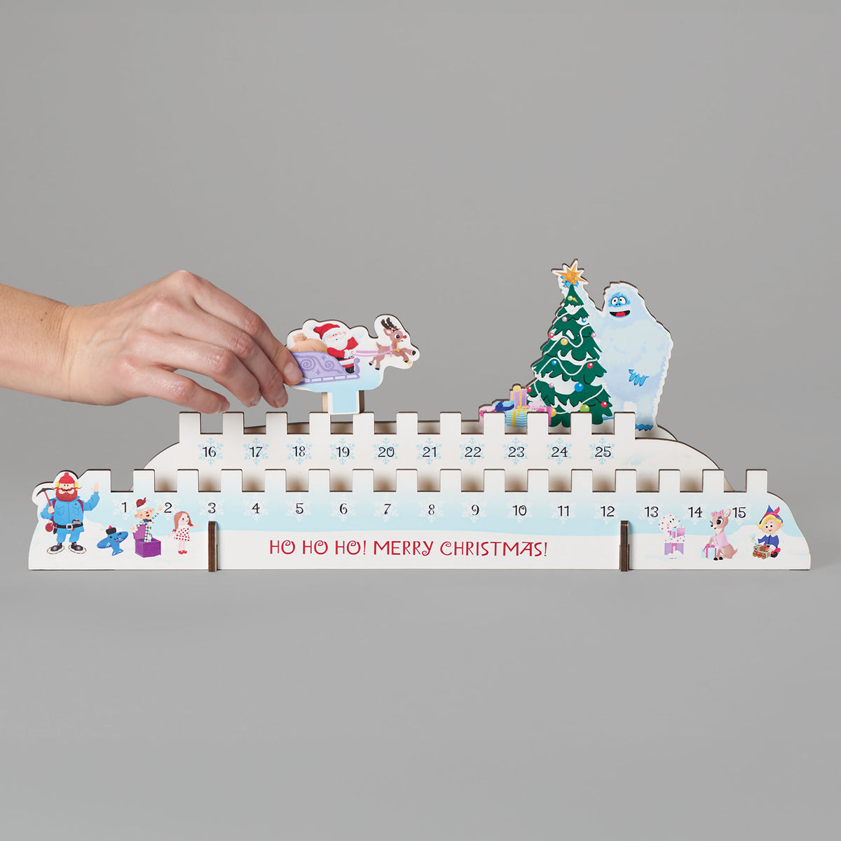 Rudolph Christmas countdown calendar with movable Santa sleigh