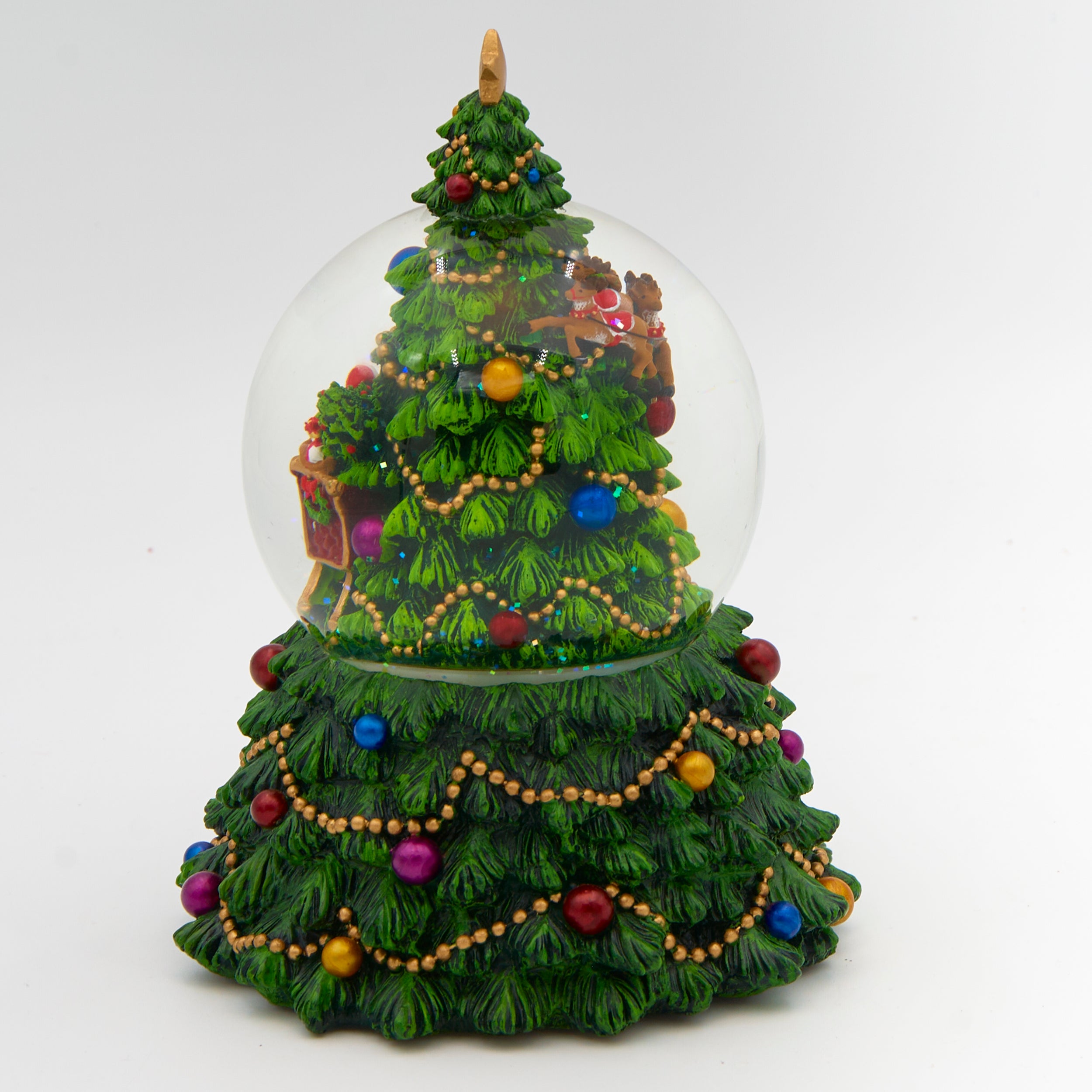 Glitterdome Musical Tree with Santa & Deer Rotating- "O Christmas Tree" Tune