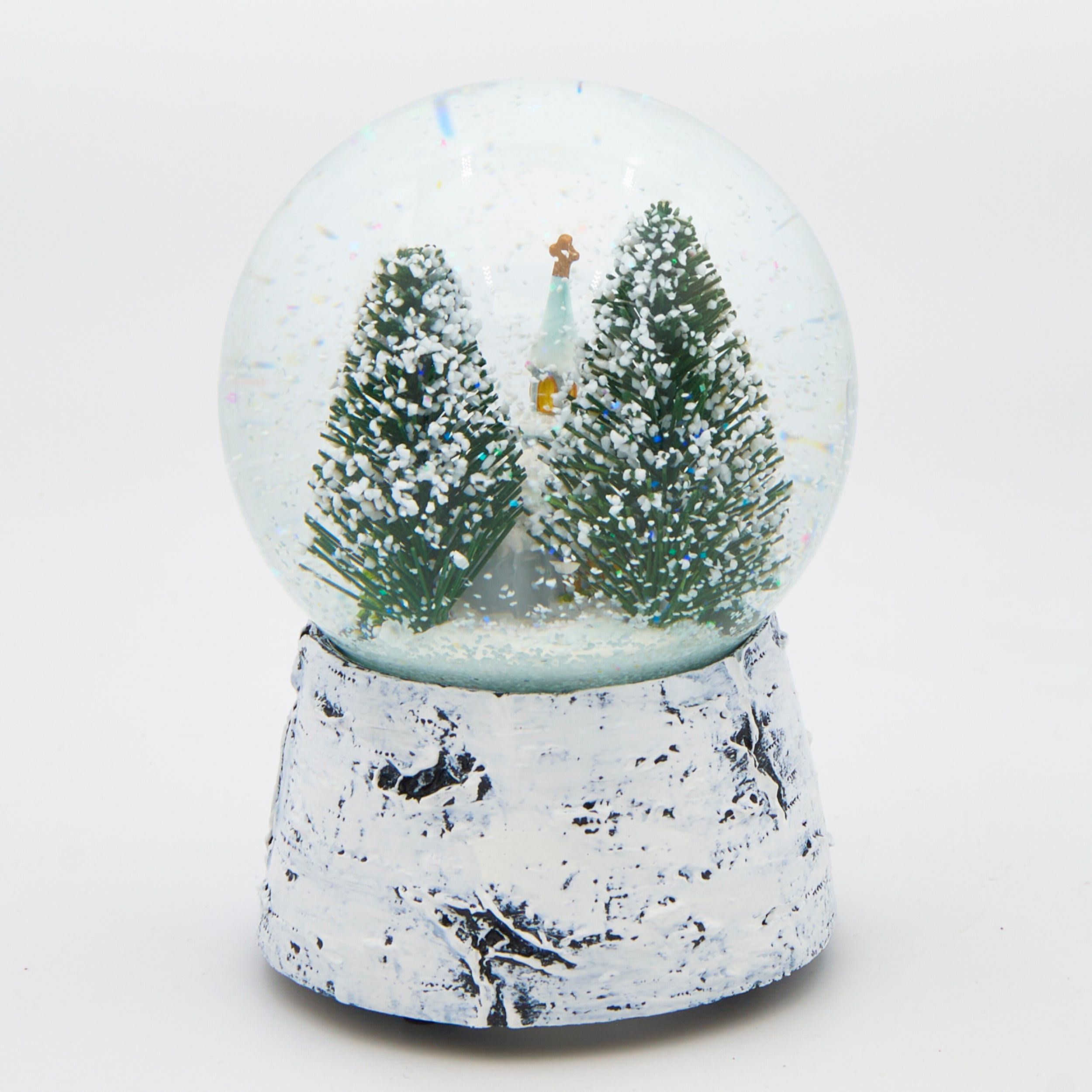 Glitterdome Musical Church with Trees on a Birch Base – "Silent Night" Tune