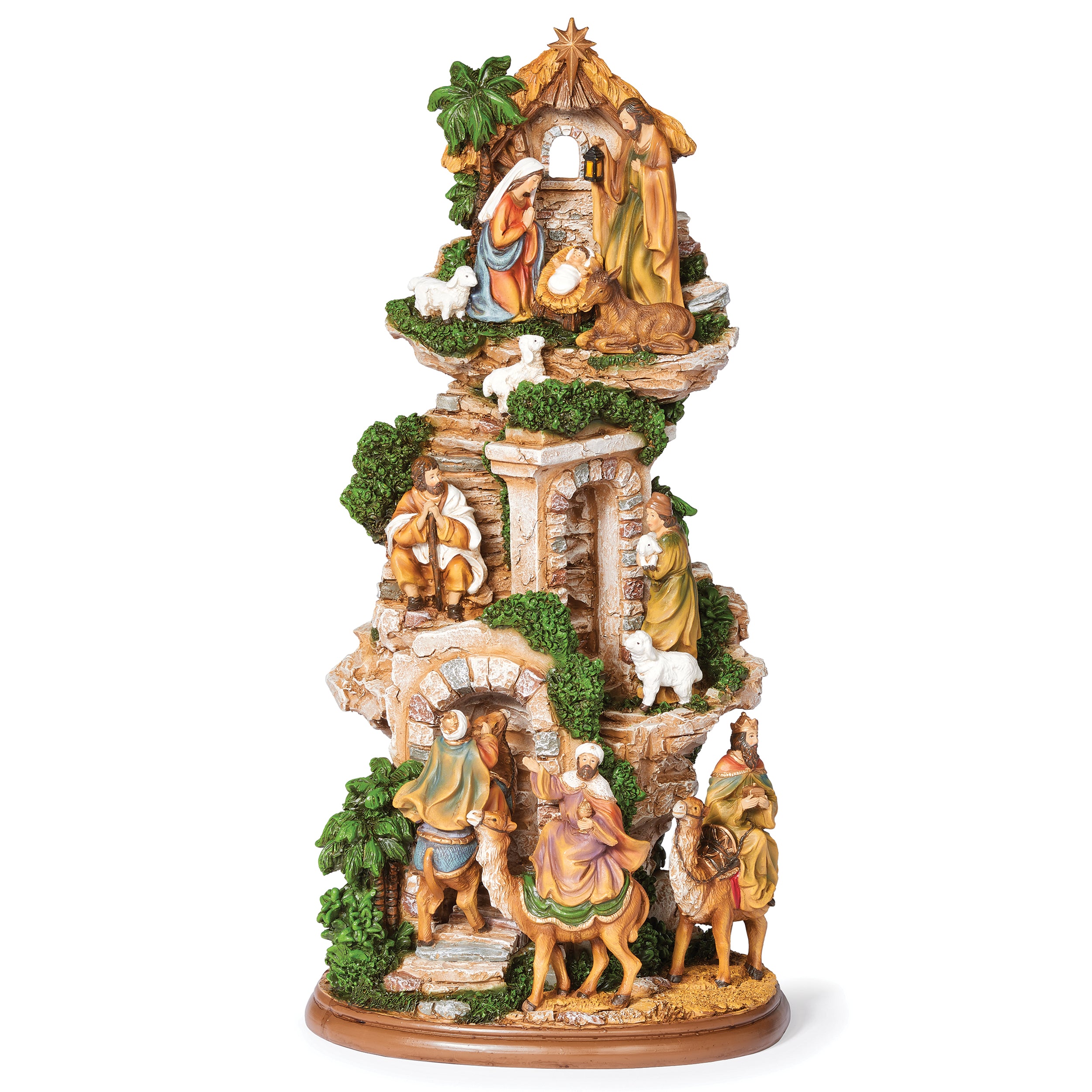 Multi-Level Nativity Tower Scene