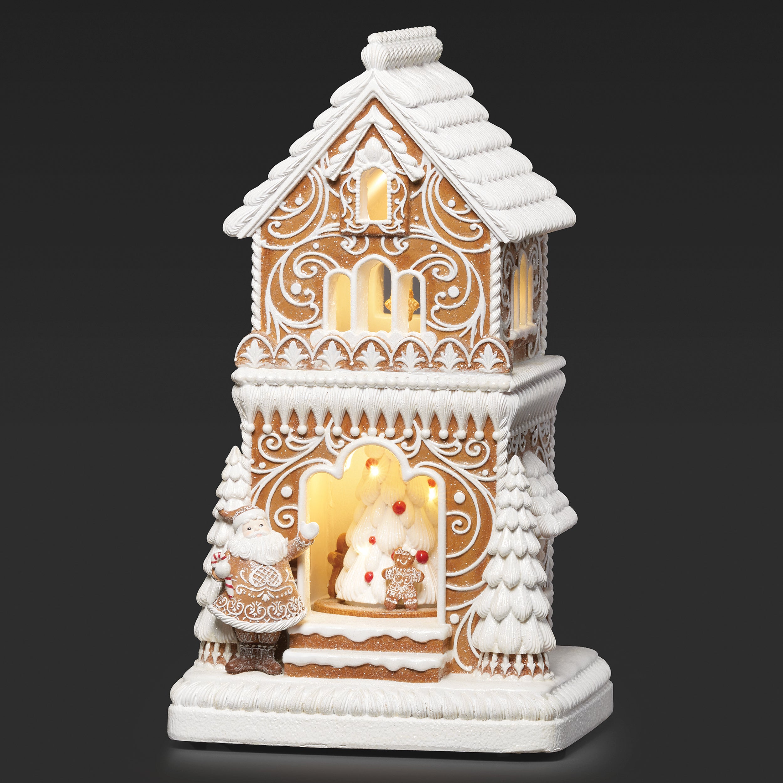 Lighted Musical Gingerbread House with Rotating Christmas Tree