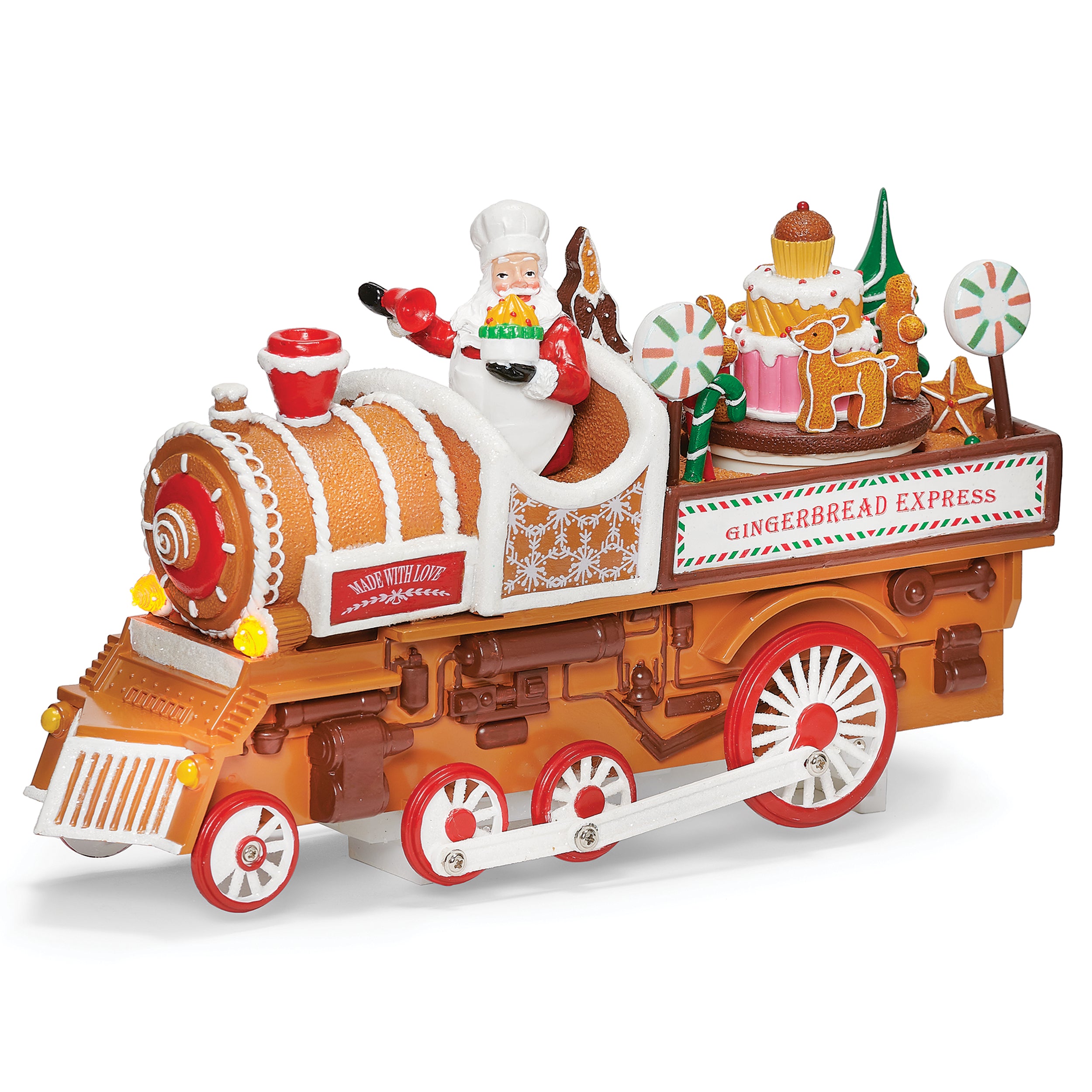 Amusements Gingerbread  Lighted & Musical Train with Rotating Wheels & Cake