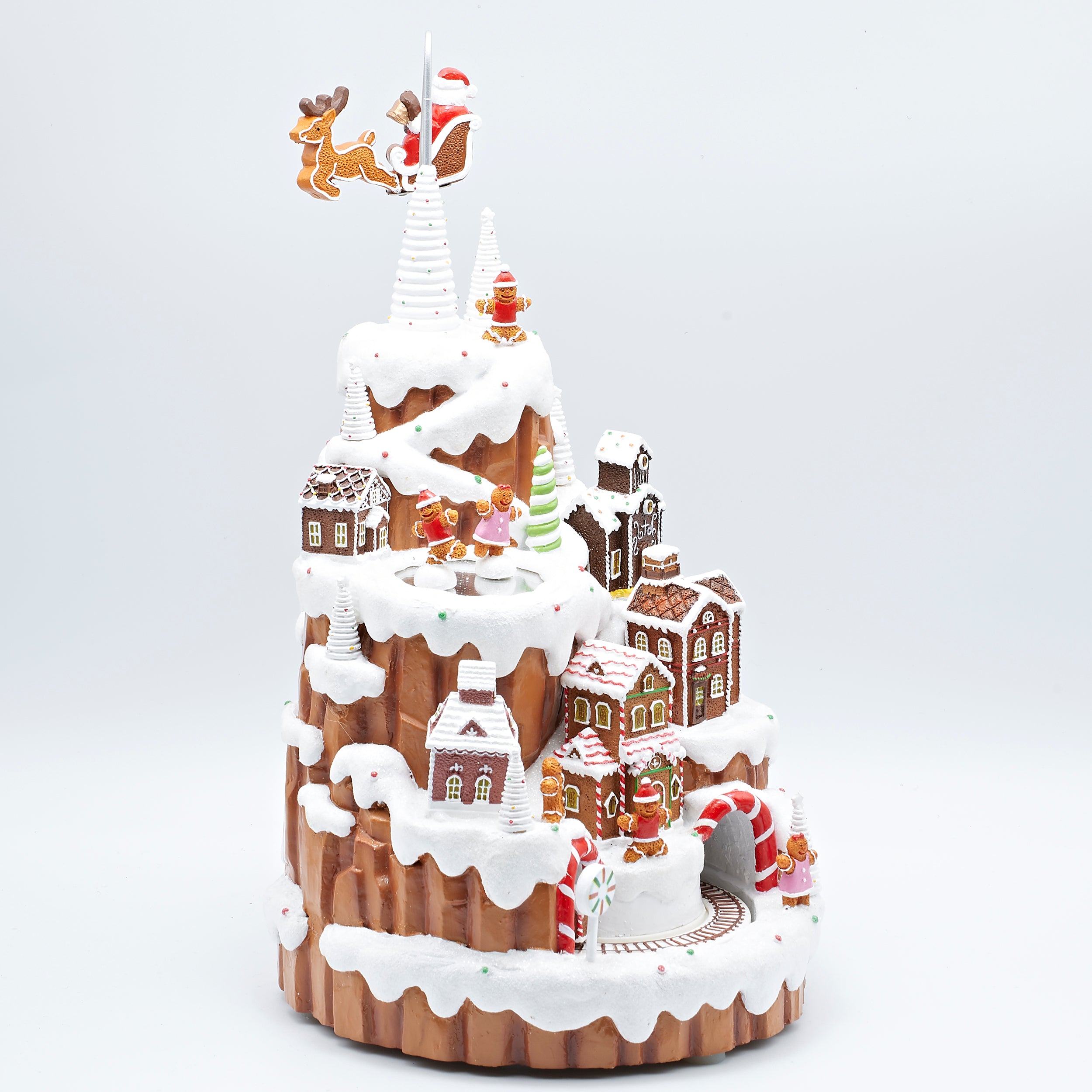 Amusements Gingerbread Mountain Lighted Musical Rotating Santa Sleigh & Train