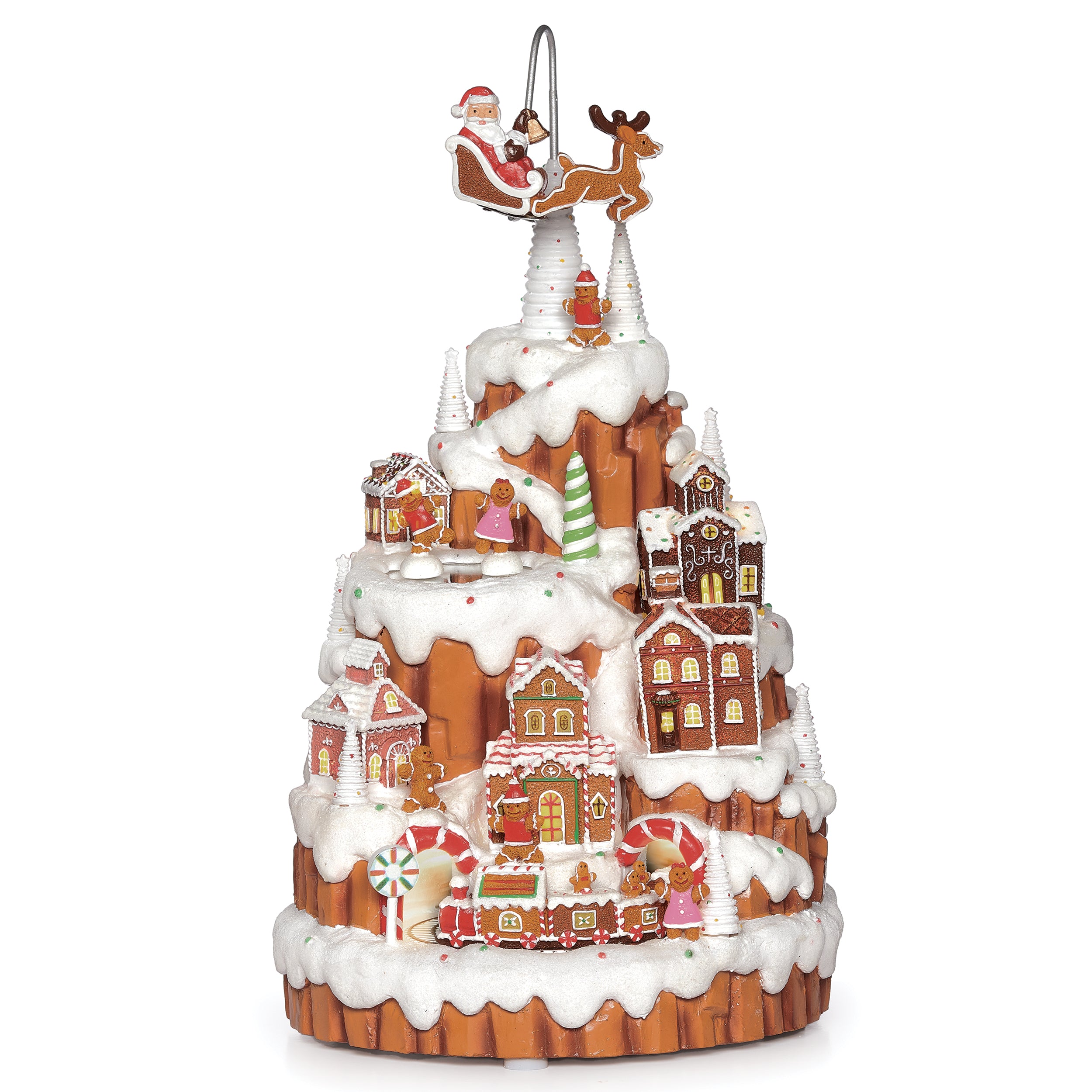 Amusements Gingerbread Mountain Lighted Musical Rotating Santa Sleigh & Train