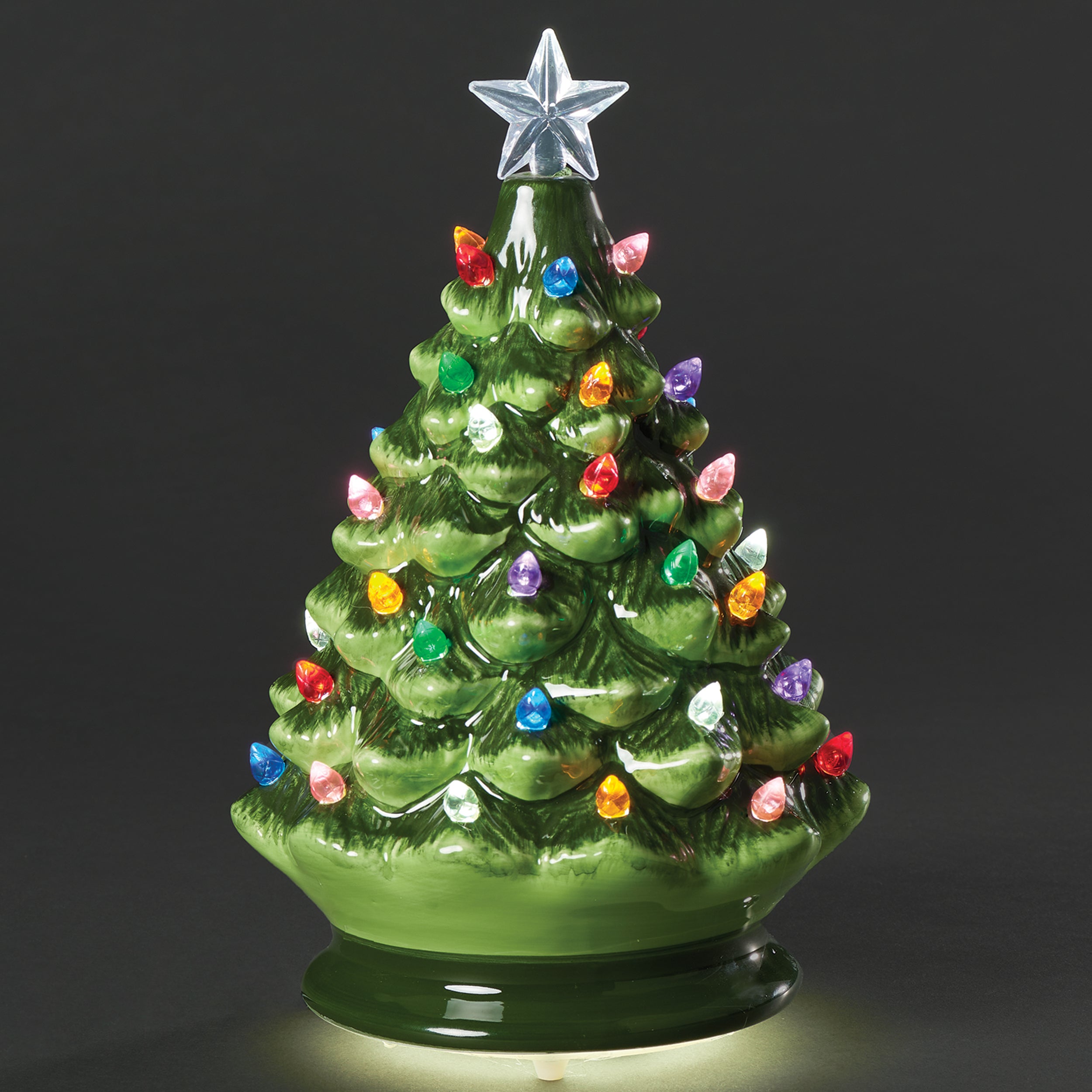 Lighted Rotating Vintage Ceramic Tree with Bulbs