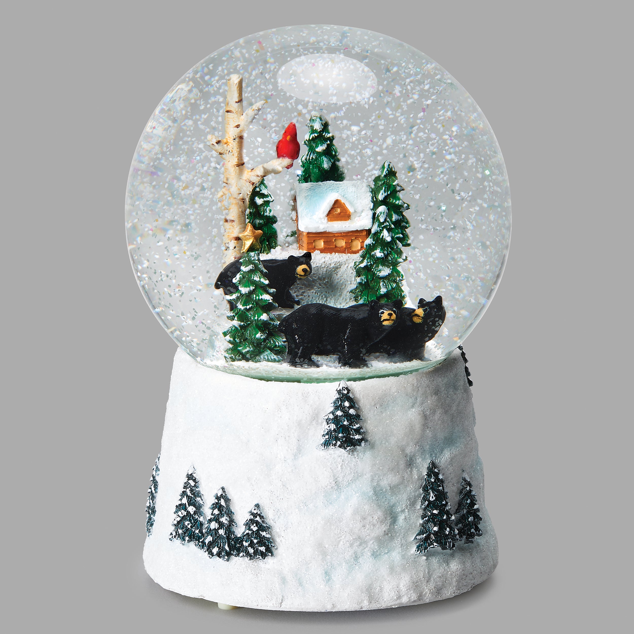 Glitterdome Musical Swirl Black Bear Family – "We Wish You a Merry Christmas" Tune