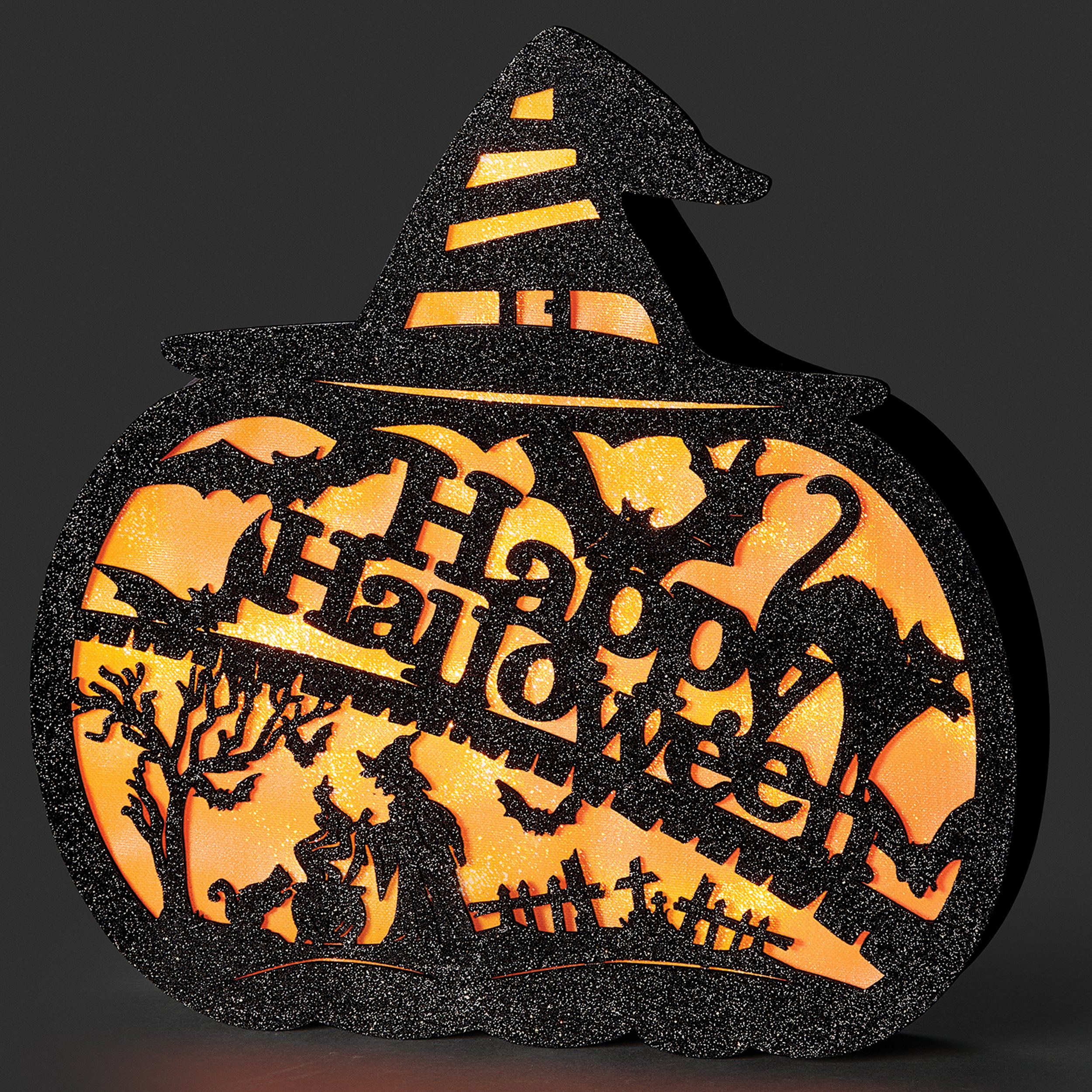 Lighted Happy Halloween Pumpkin Figure