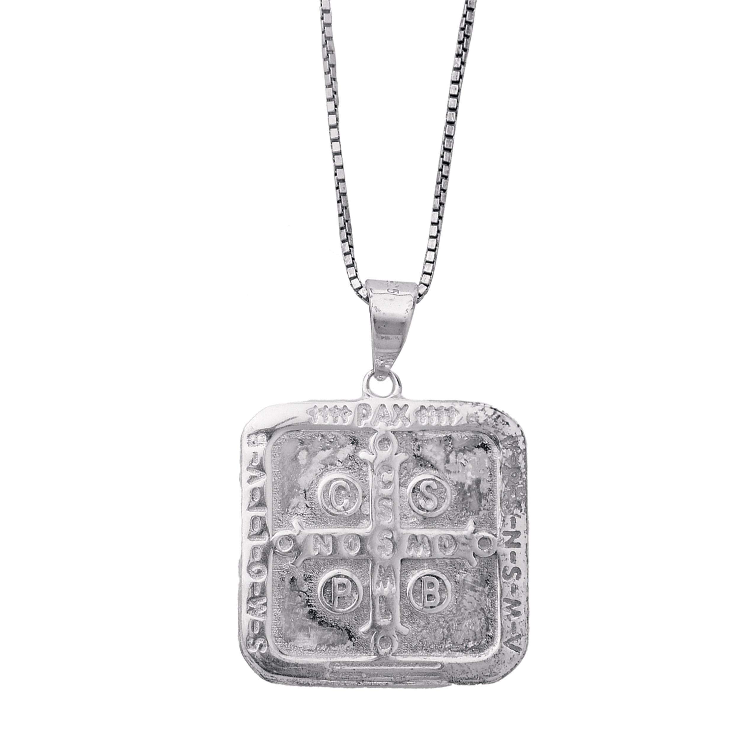 St. Benedict Pendant Necklace with Box Chain