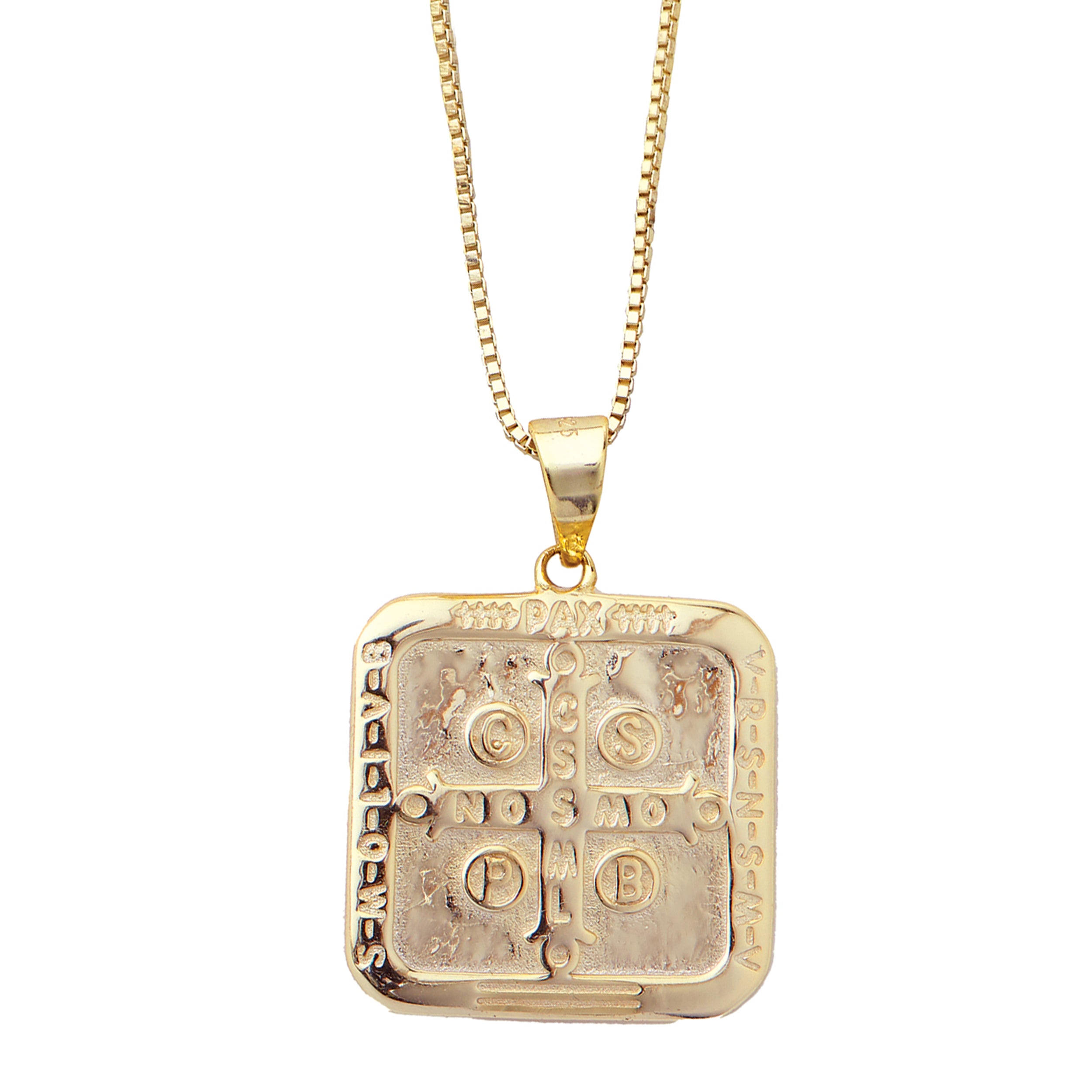 St. Benedict Pendant Necklace with Box Chain