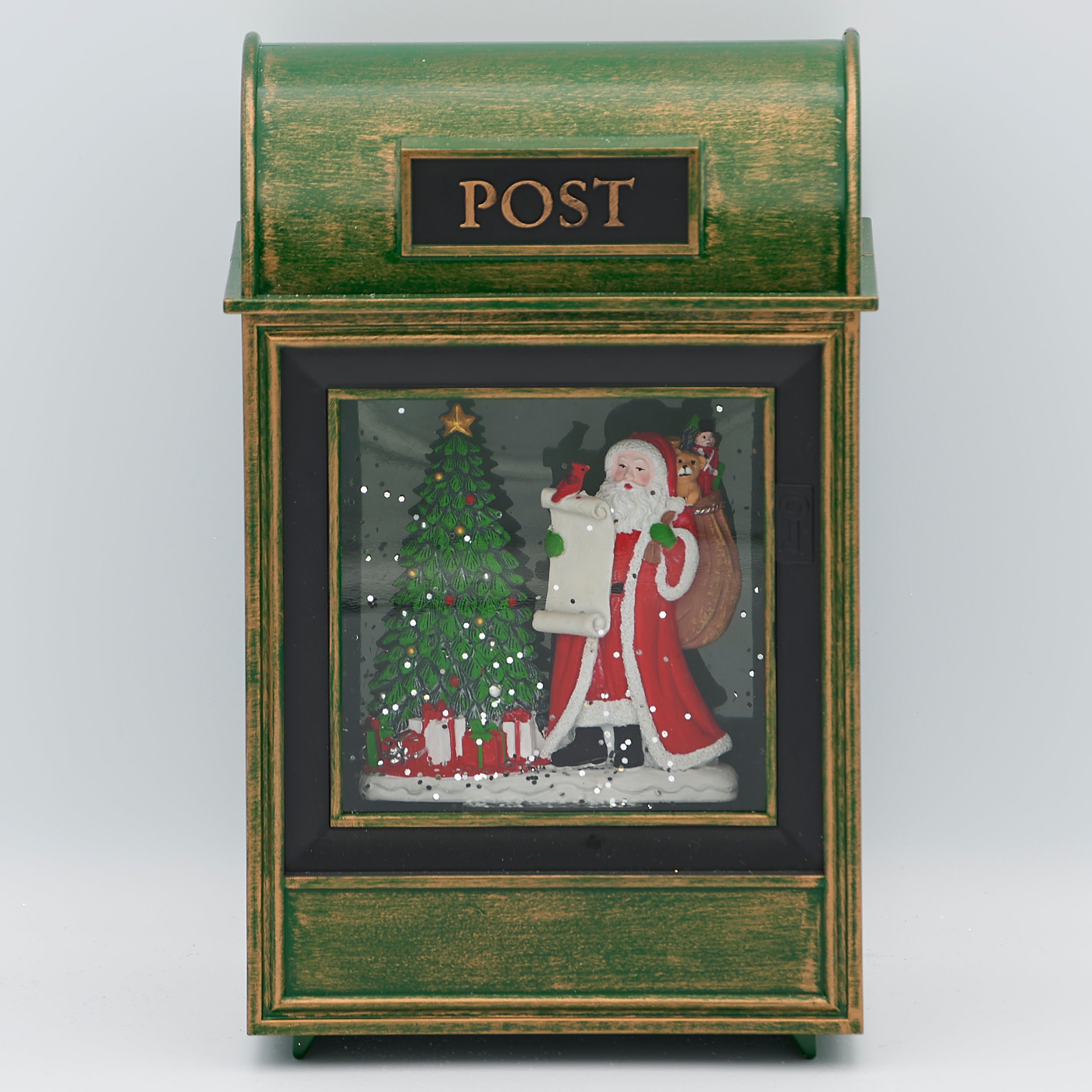 Confetti Lites Lighted Swirl Vintage Mailbox with Santa & Christmas Tree