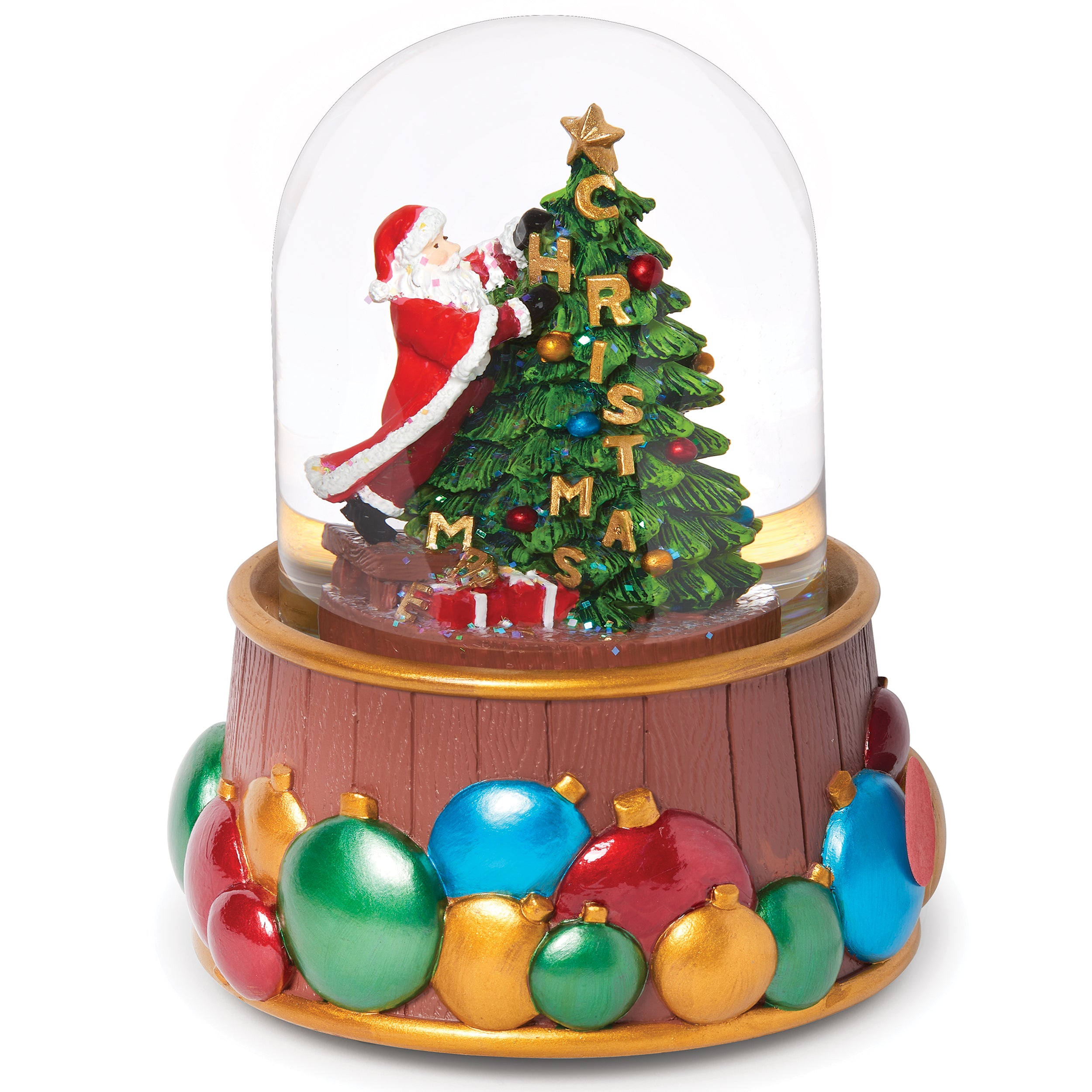 Glitterdome Musical Santa Decorating Tree – "We Wish You a Merry Christmas" Tune