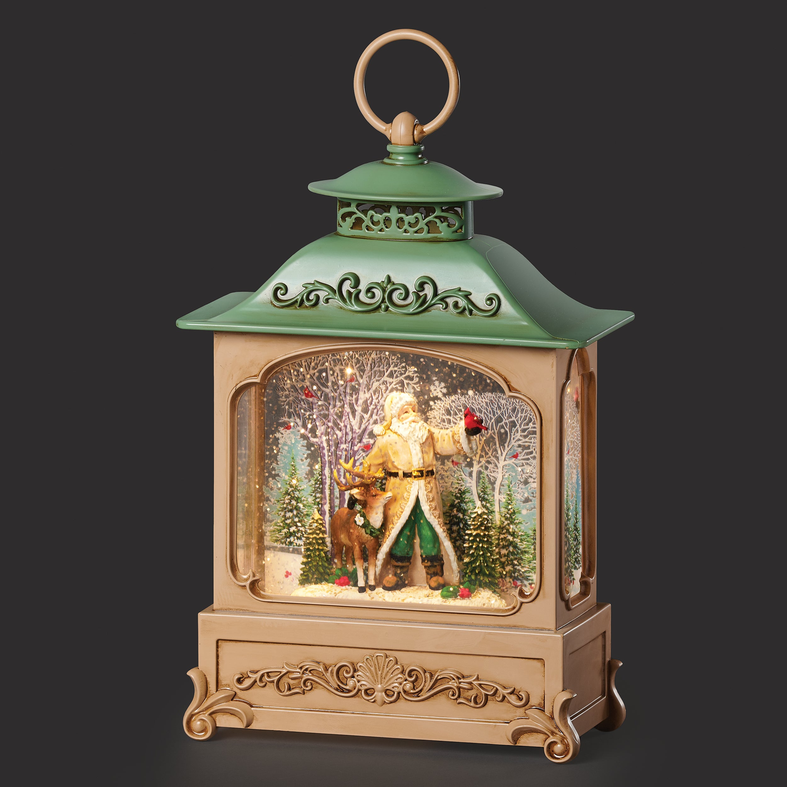 Confetti Lites Lighted Swirl Lantern with Santa & Reindeer