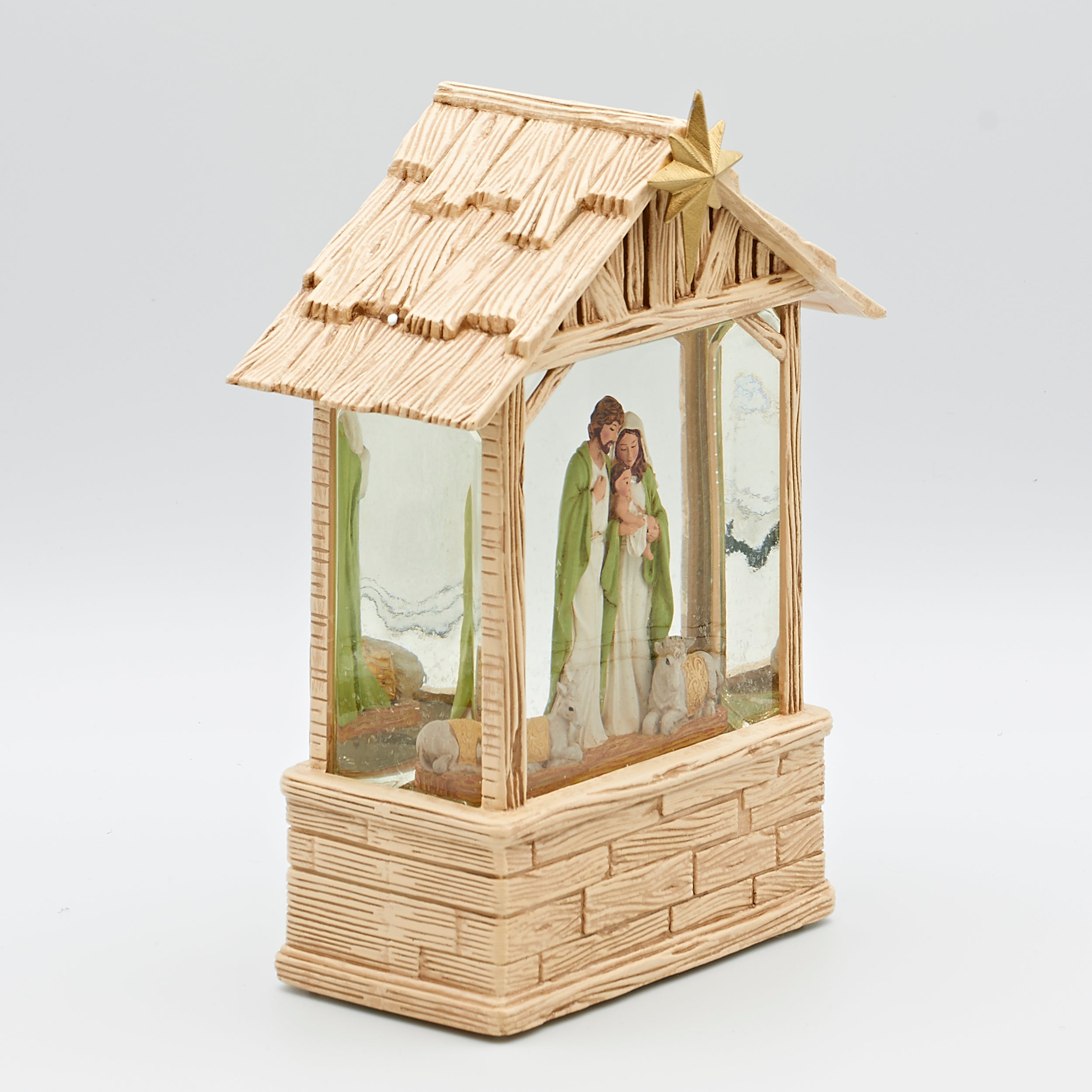 Confetti Lites Lighted Swirl Nativity Stable with Standing Holy Family