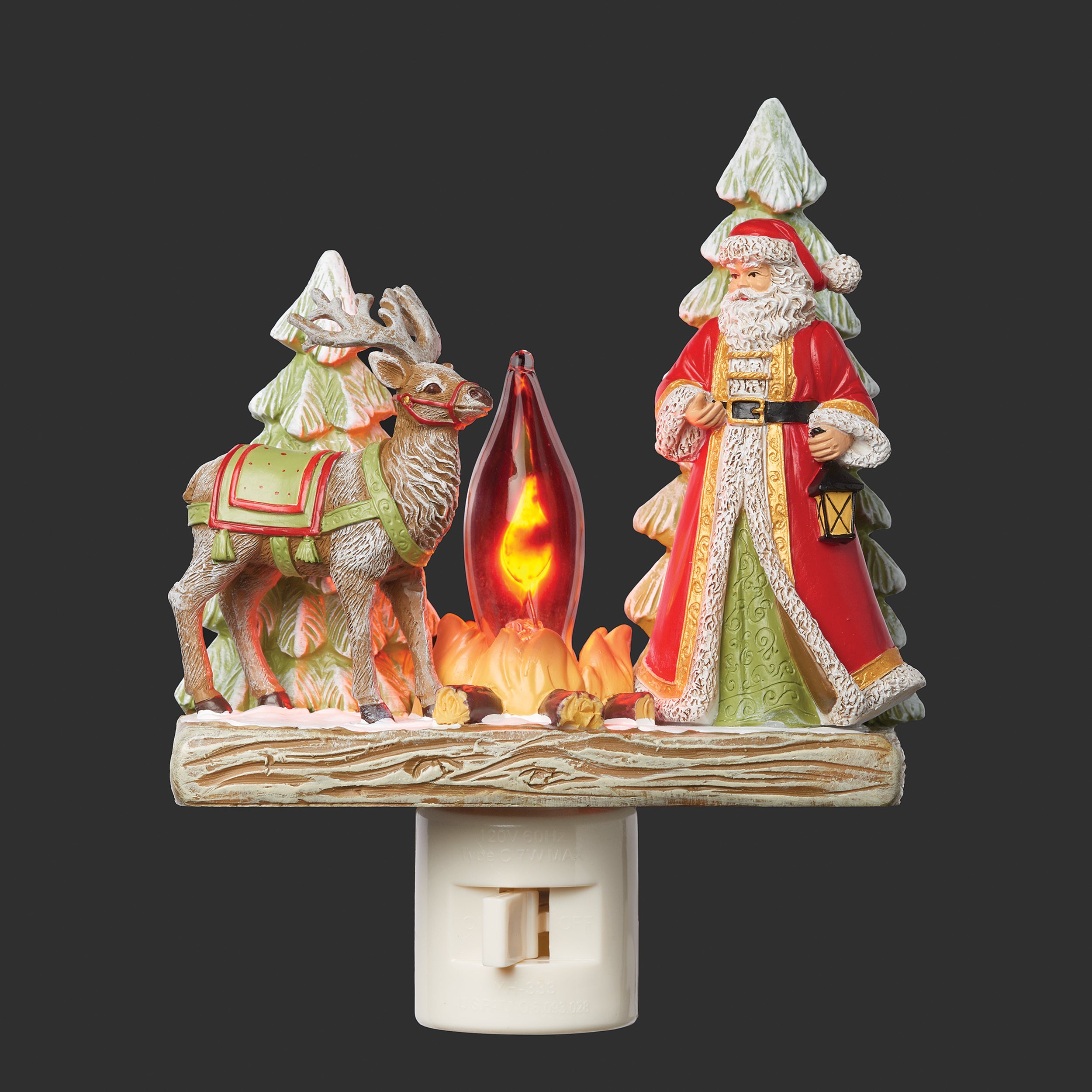 Roman Lights Santa & Reindeer Flickering Flame Night-Light