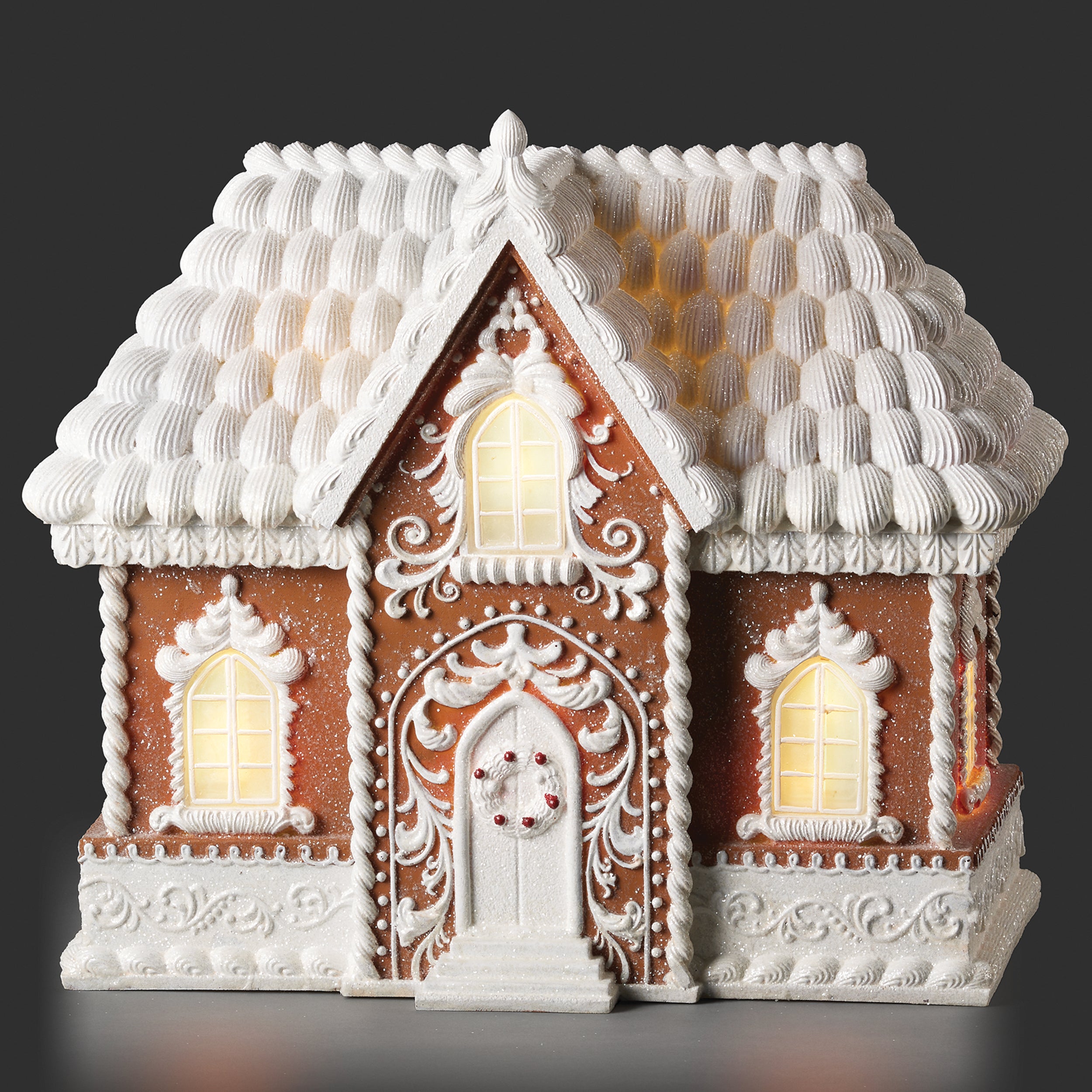 Lighted Gingerbread House with Piped Frosted Roof