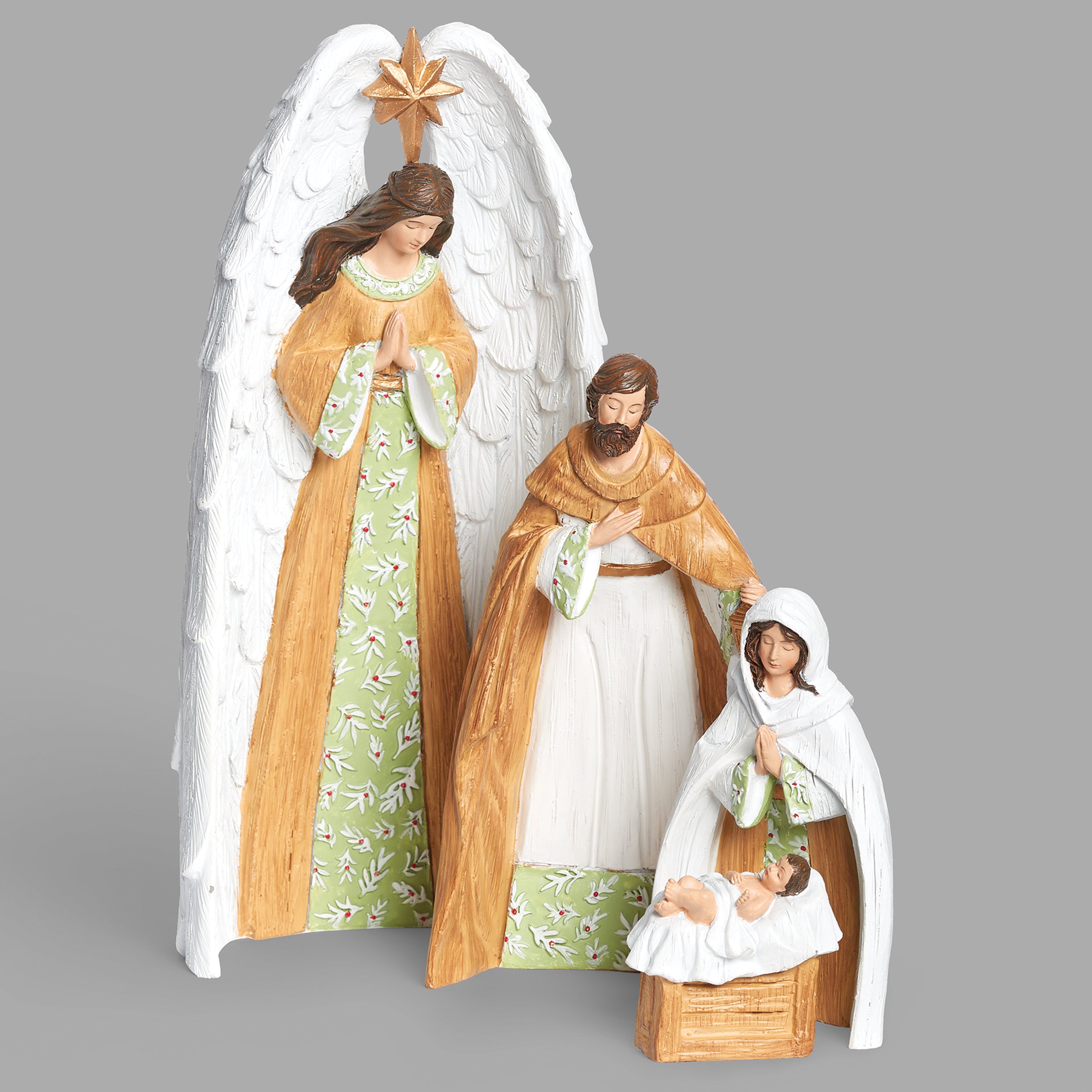 Mistletoe Pattern Nesting Nativity Set