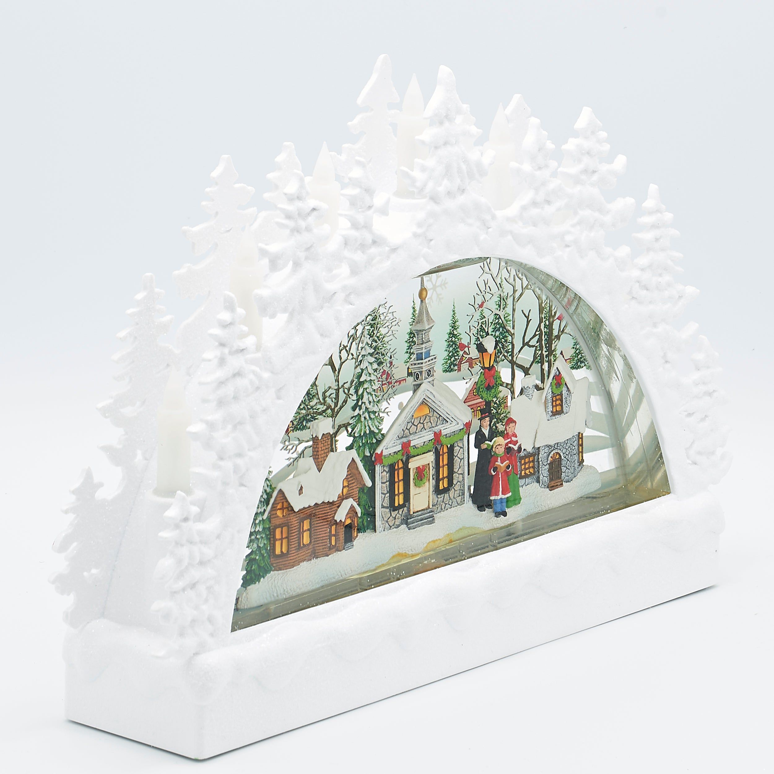 Confetti Lites Lighted Swirl Arch with Church Scene Under Trees