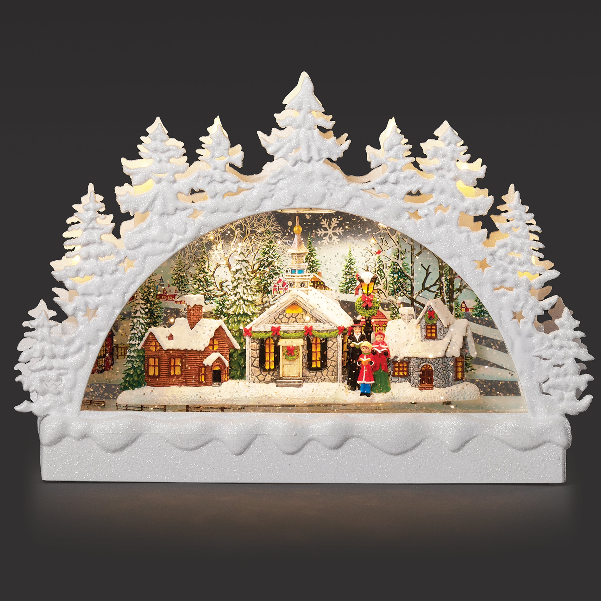 Confetti Lites Lighted Swirl Arch with Church Scene Under Trees