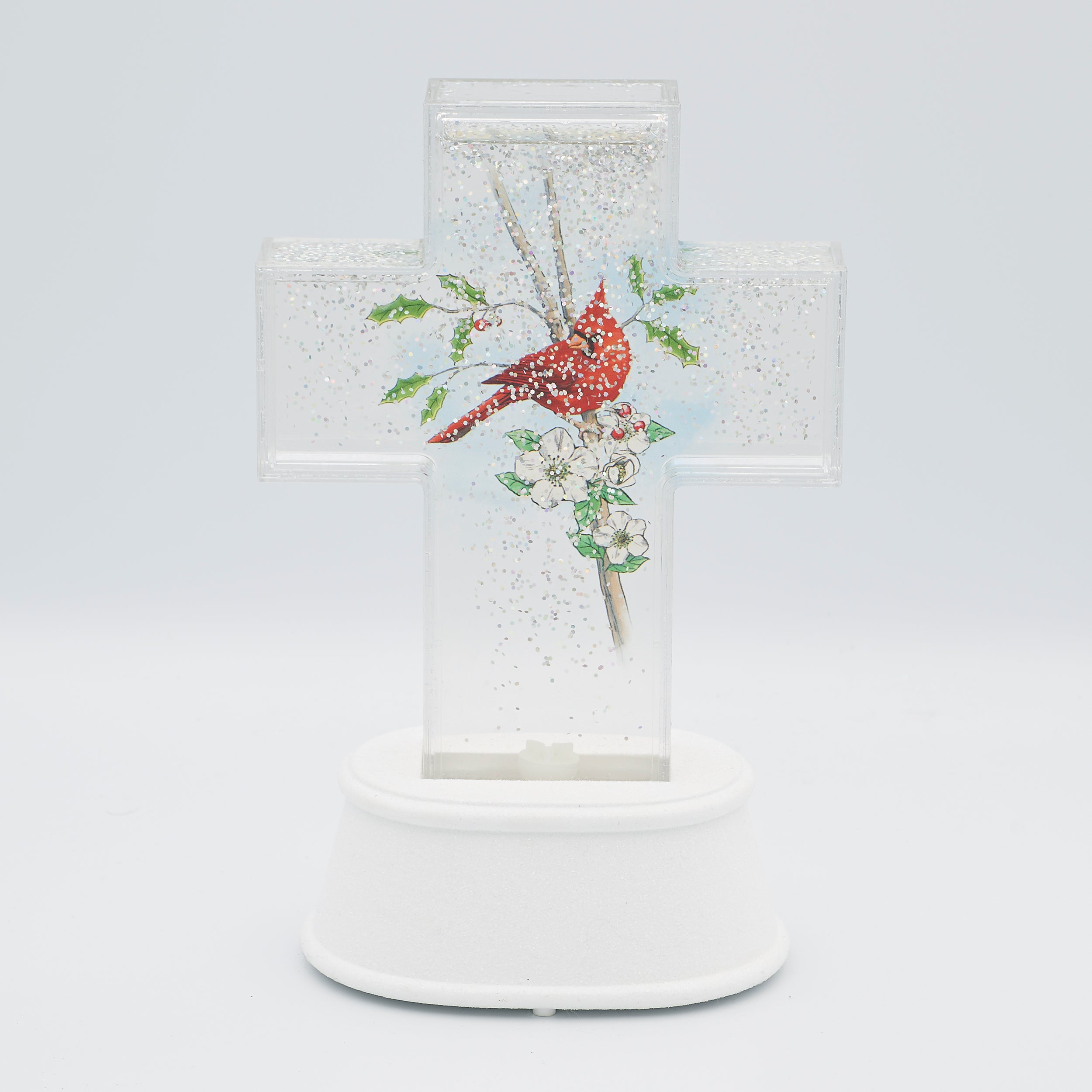 Confetti Lites Lighted Swirl Cross with Cardinal Print