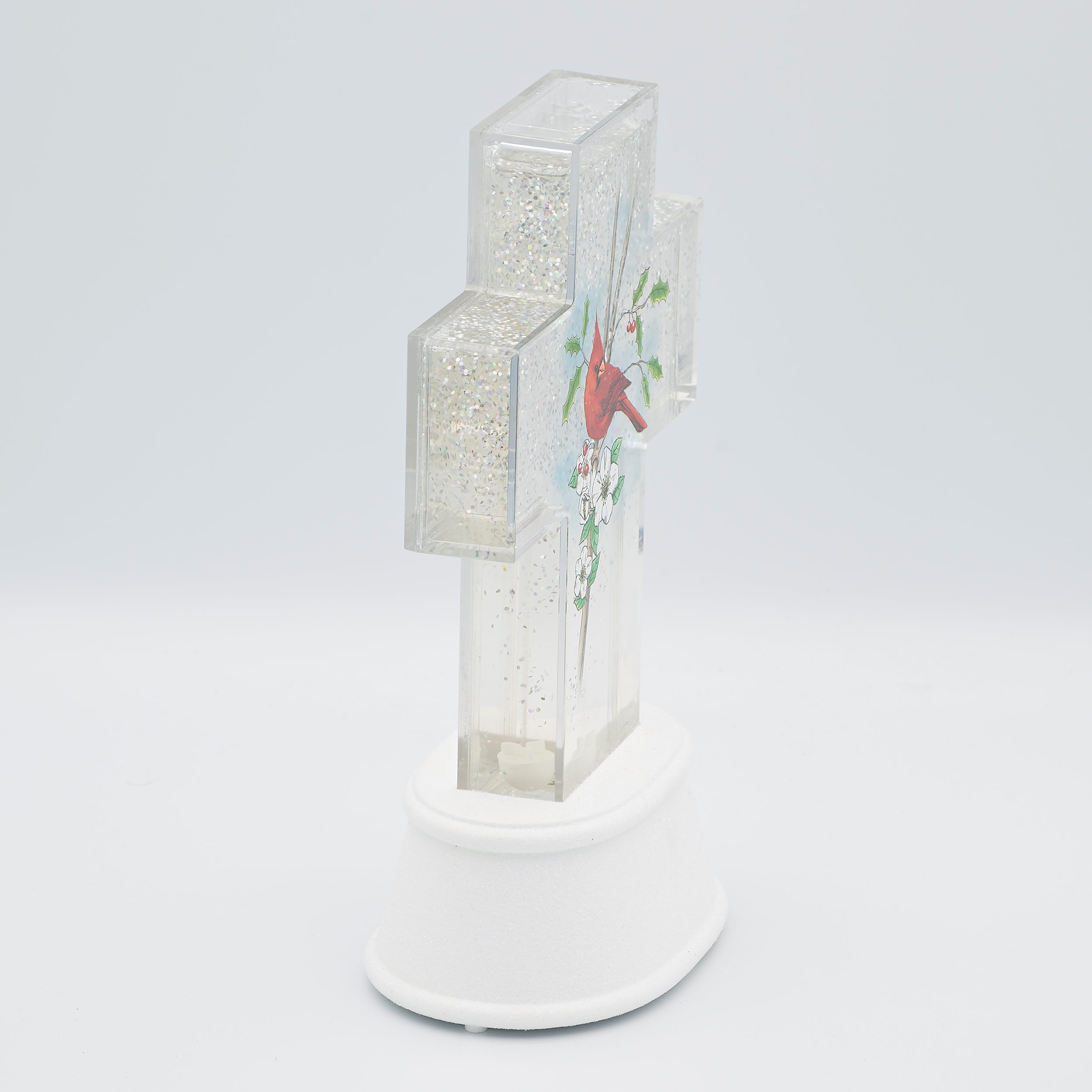 Confetti Lites Lighted Swirl Cross with Cardinal Print