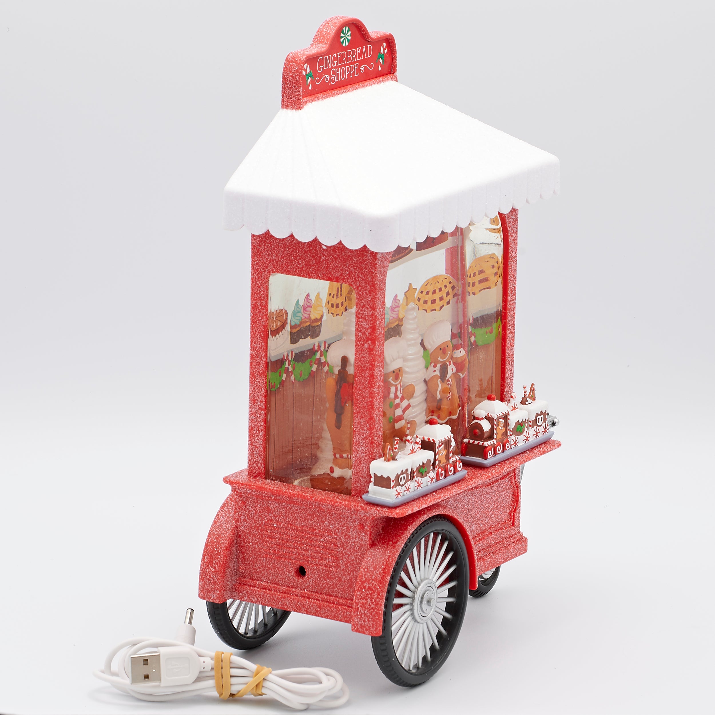 Confetti Lites Lighted Swirl Gingerbread Bakery Shoppe Cart