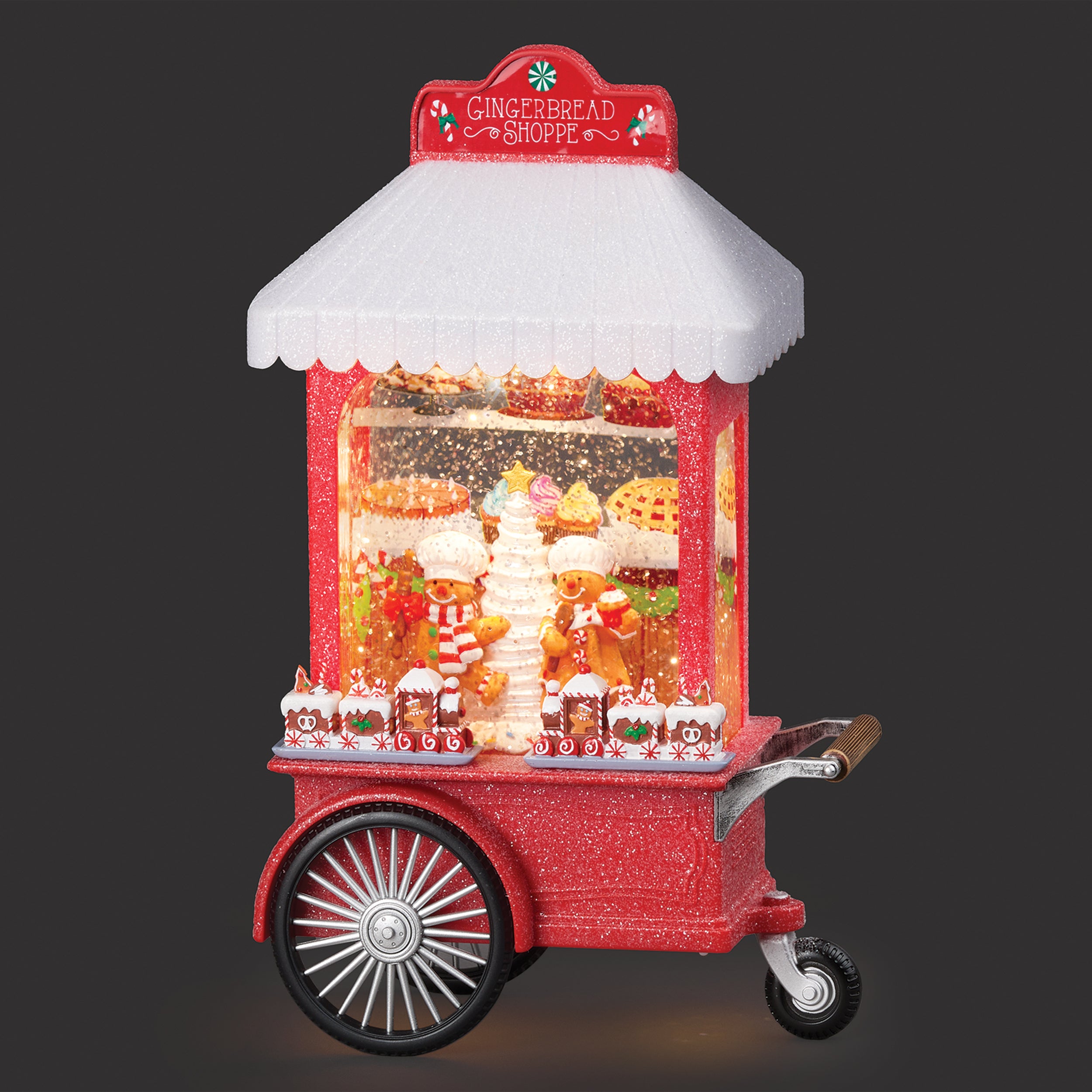 Confetti Lites Lighted Swirl Gingerbread Bakery Shoppe Cart