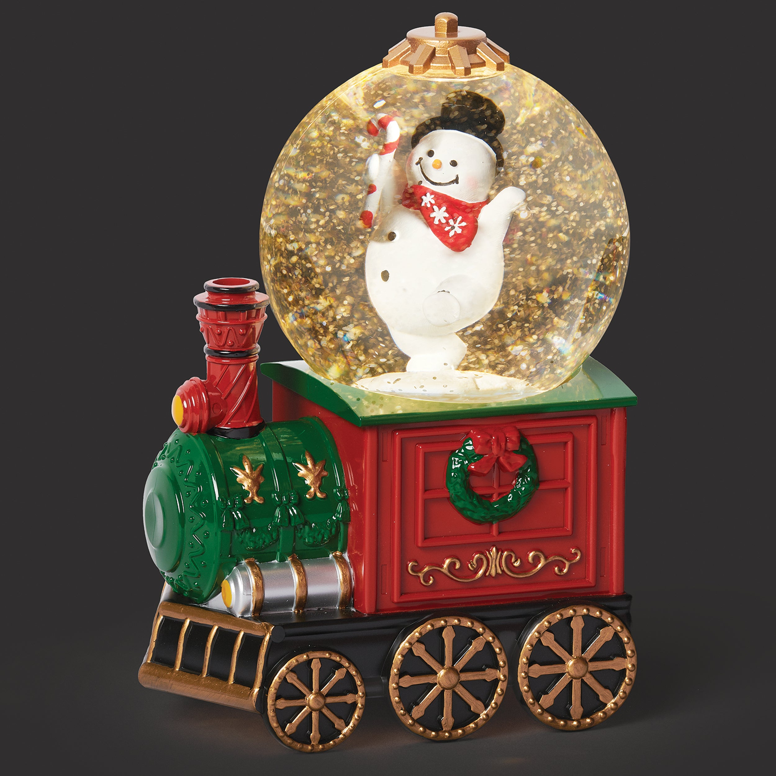 Confetti Lites Lighted Swirl Rotating Snowman on Train
