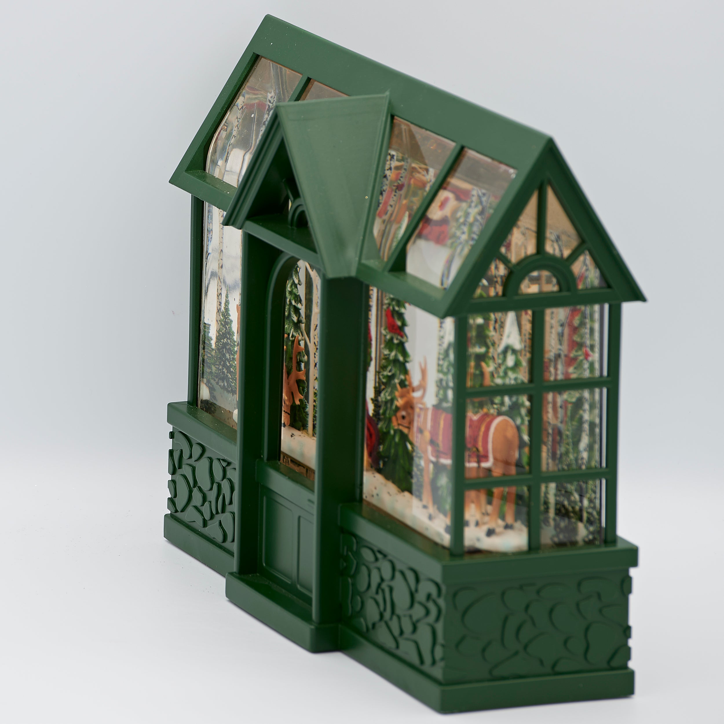 Confetti Lites Lighted Swirl Greenhouse with Santa, Reindeer & Cardinals