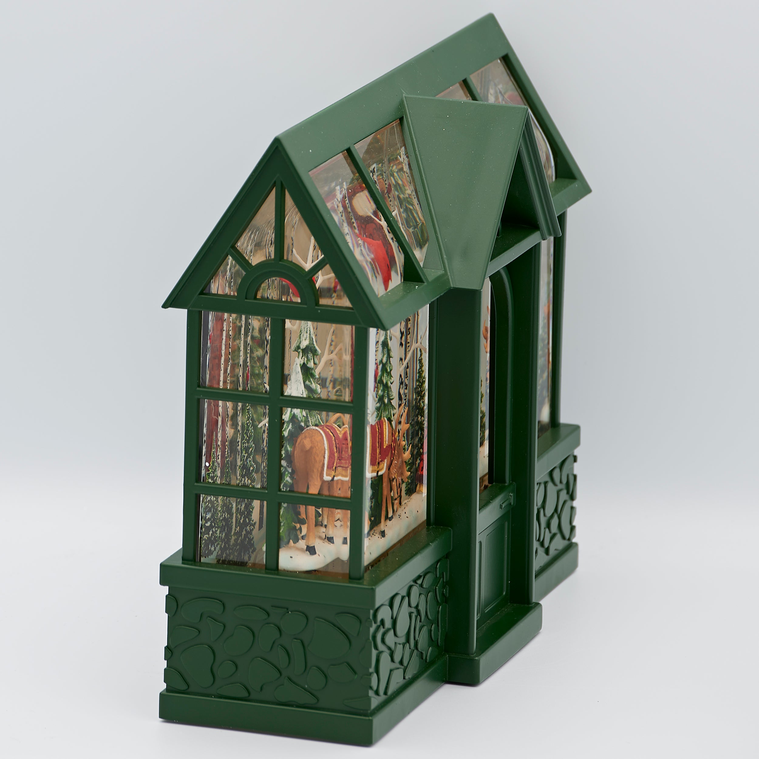 Confetti Lites Lighted Swirl Greenhouse with Santa, Reindeer & Cardinals