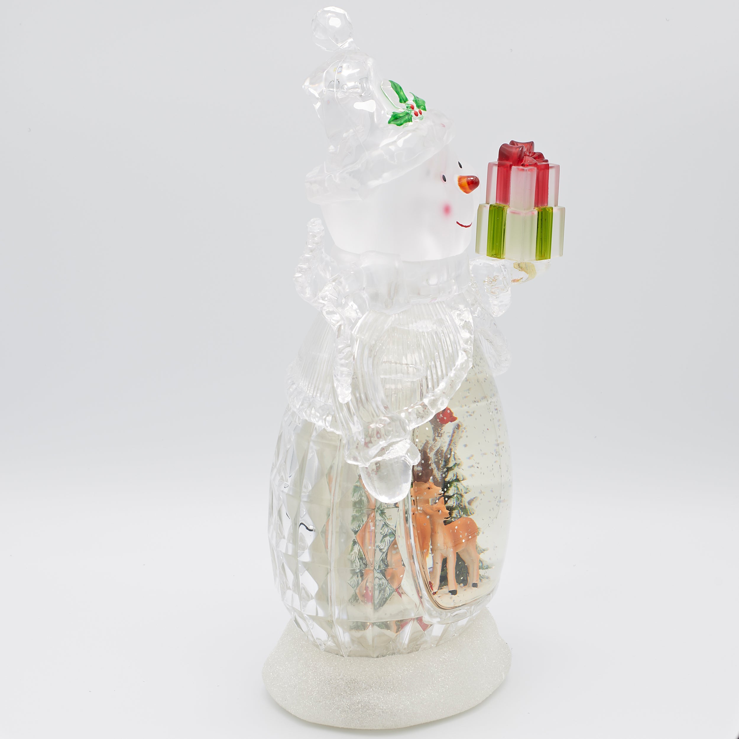 Confetti Lites Lighted Swirl Snowman with Deer & Cardinal Scene
