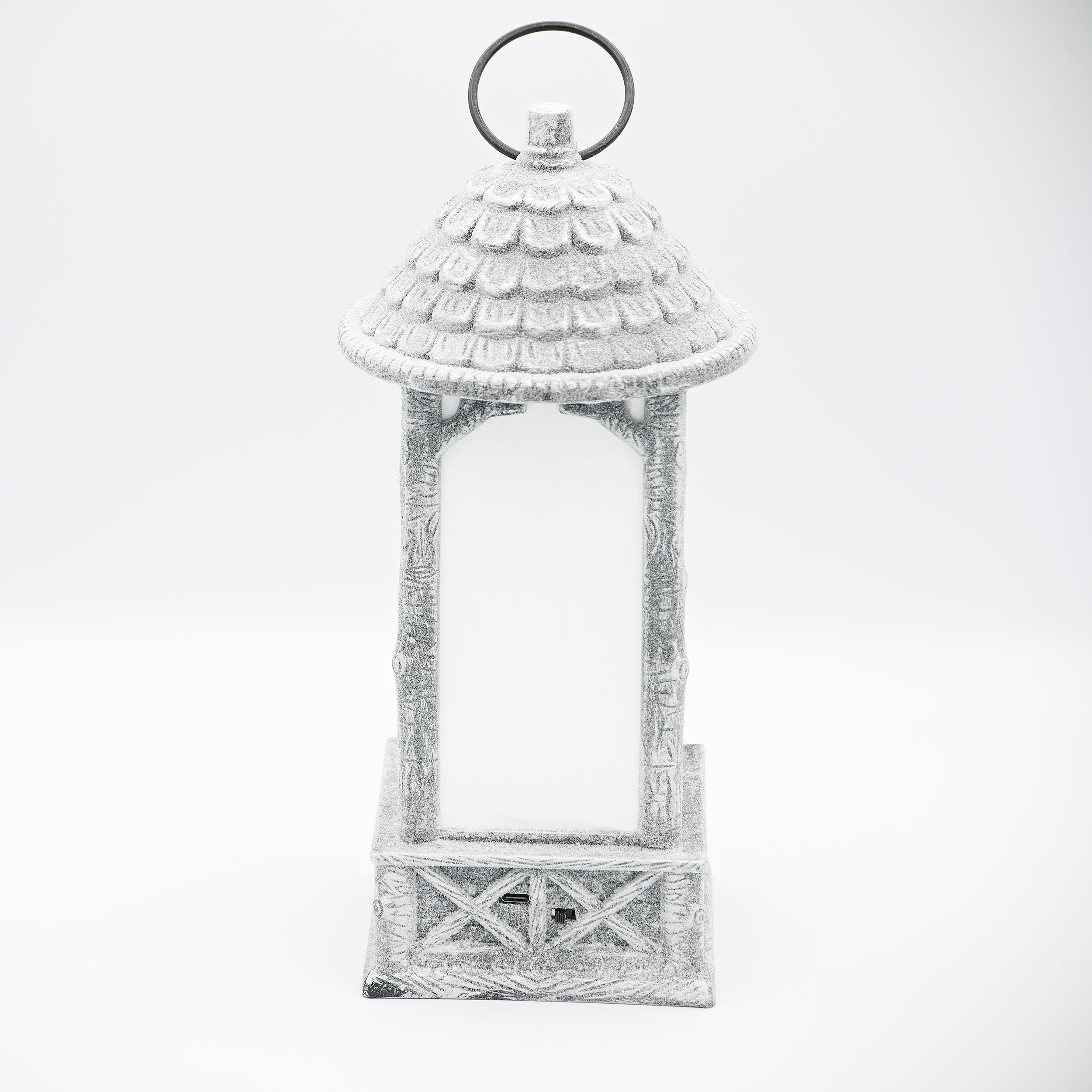 Confetti Lites Lighted Swirl Silver Lantern with Bear Family & Birch Trees