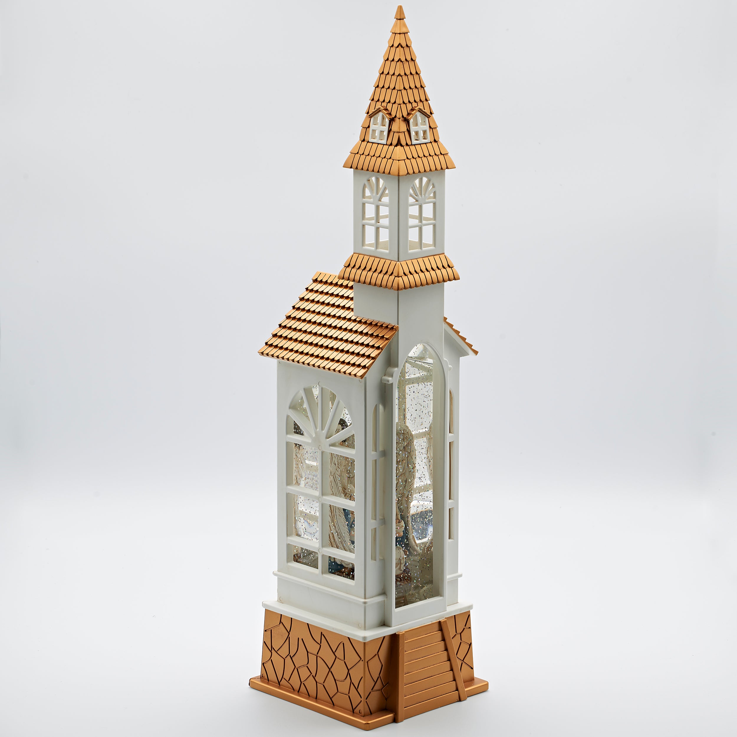 Confetti Lites Lighted Swirl Nativity Church with Holy Family